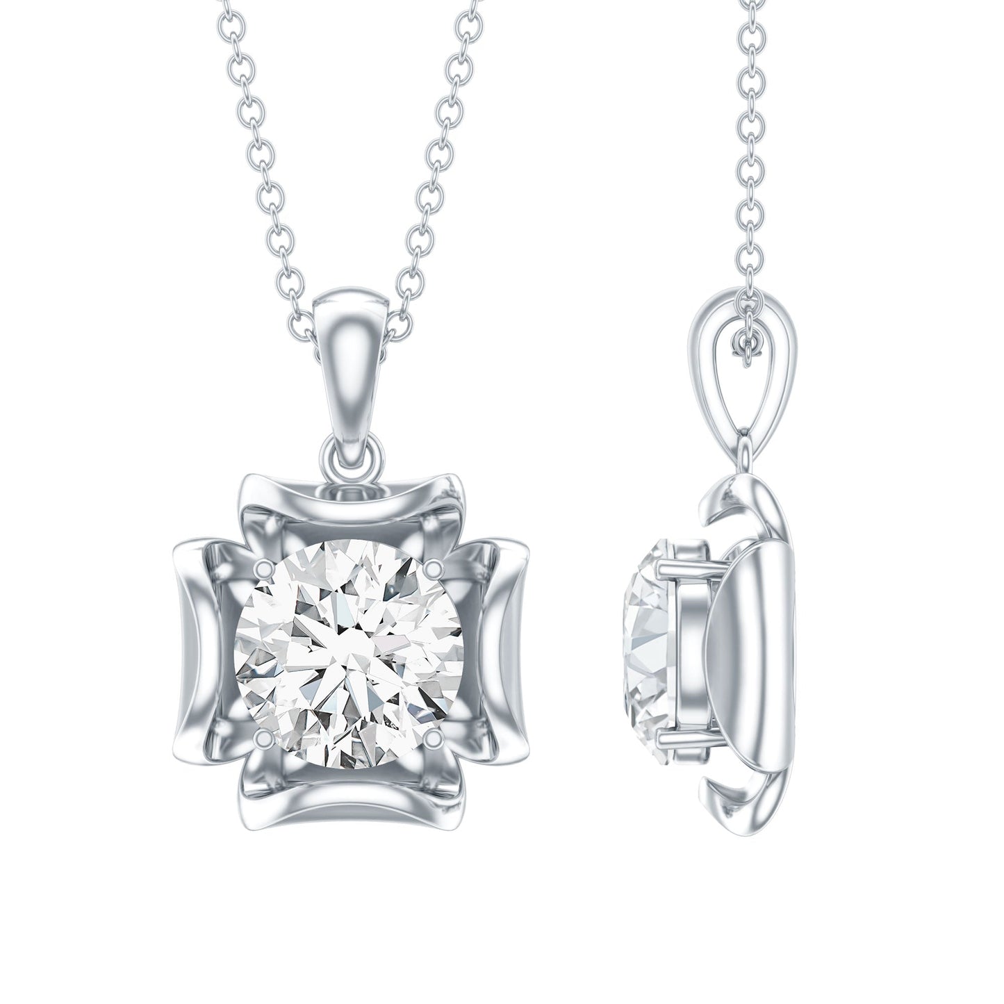 Certified Moissanite Solitaire Pendant in Prong Setting