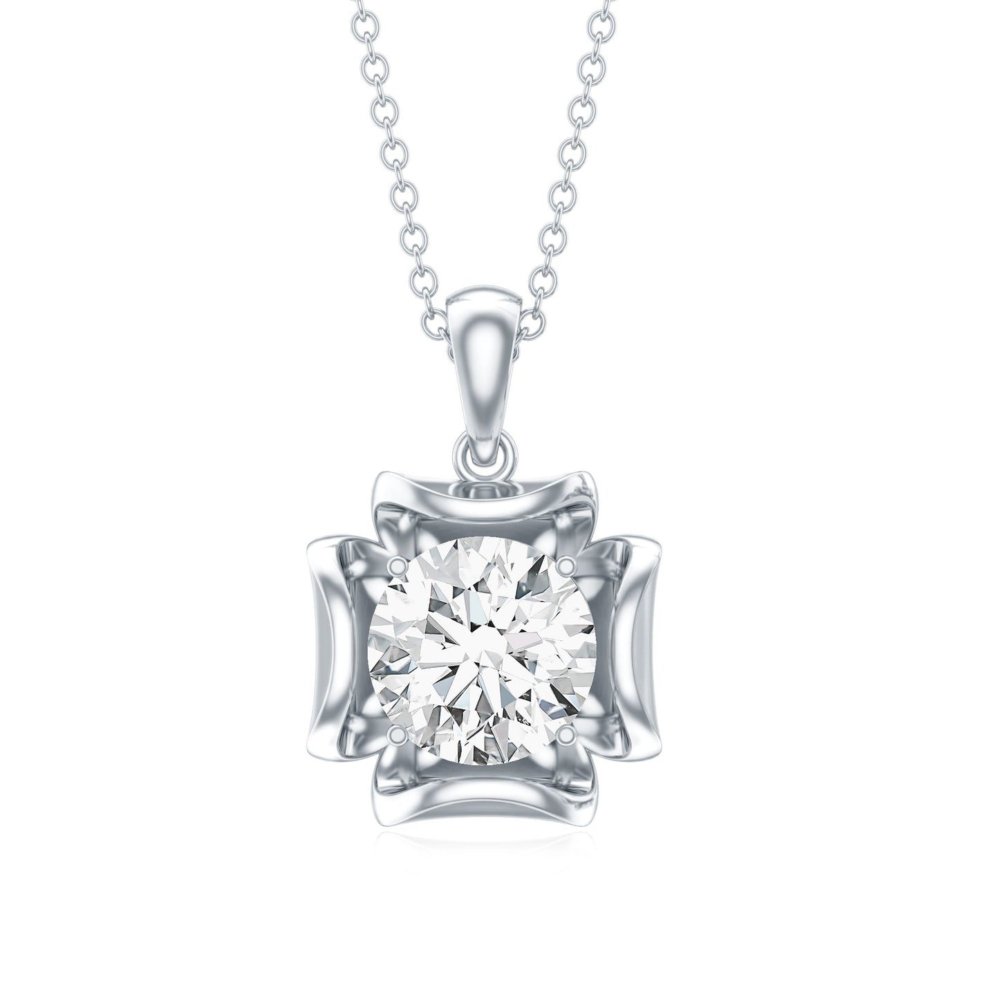 Certified Moissanite Solitaire Pendant in Prong Setting