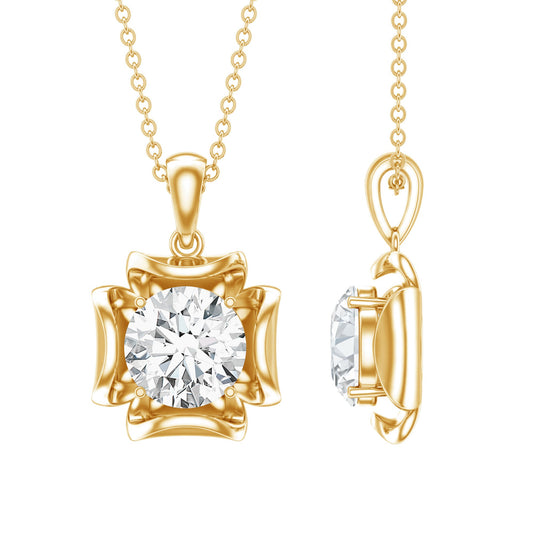 Certified Moissanite Solitaire Pendant in Prong Setting