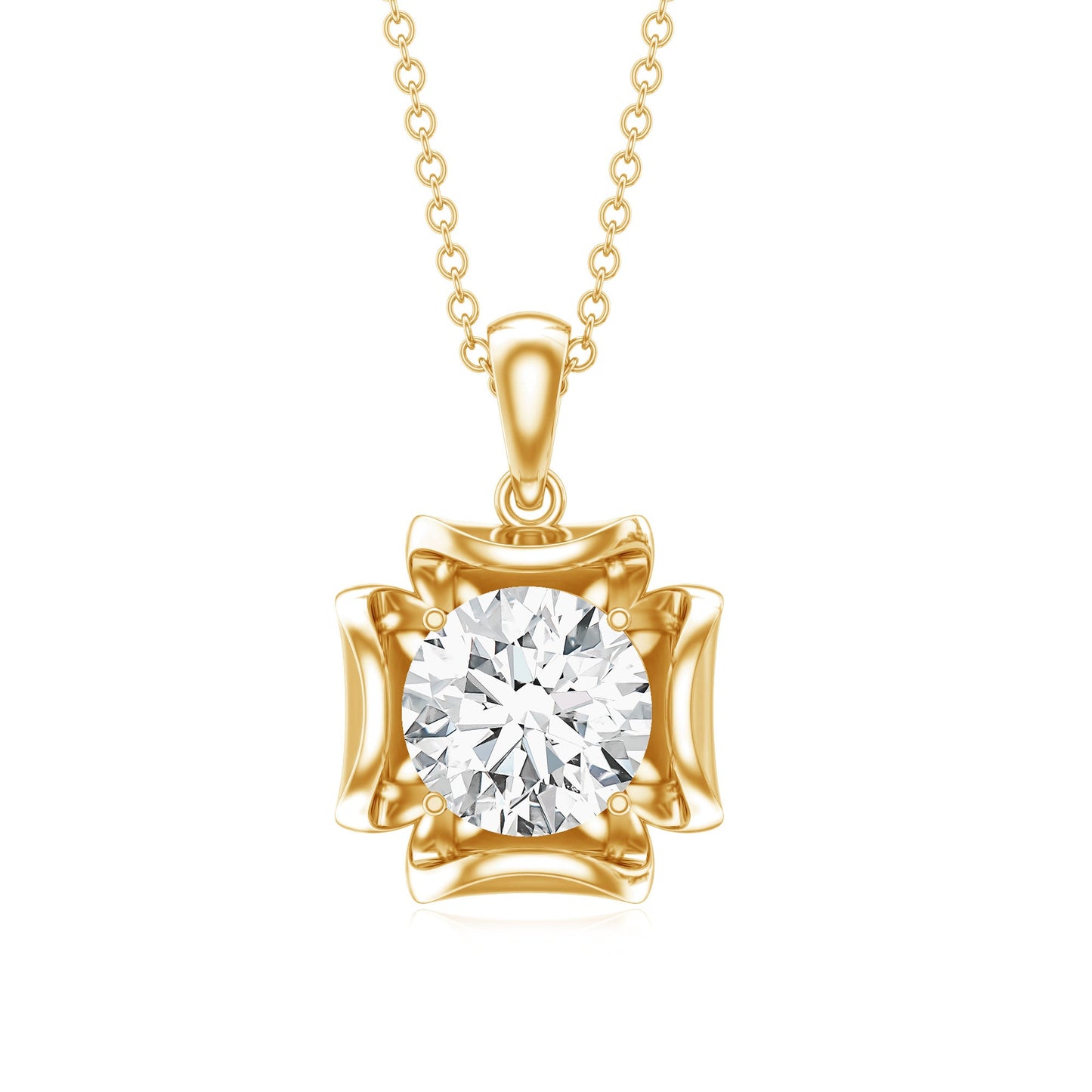 Certified Moissanite Solitaire Pendant in Prong Setting