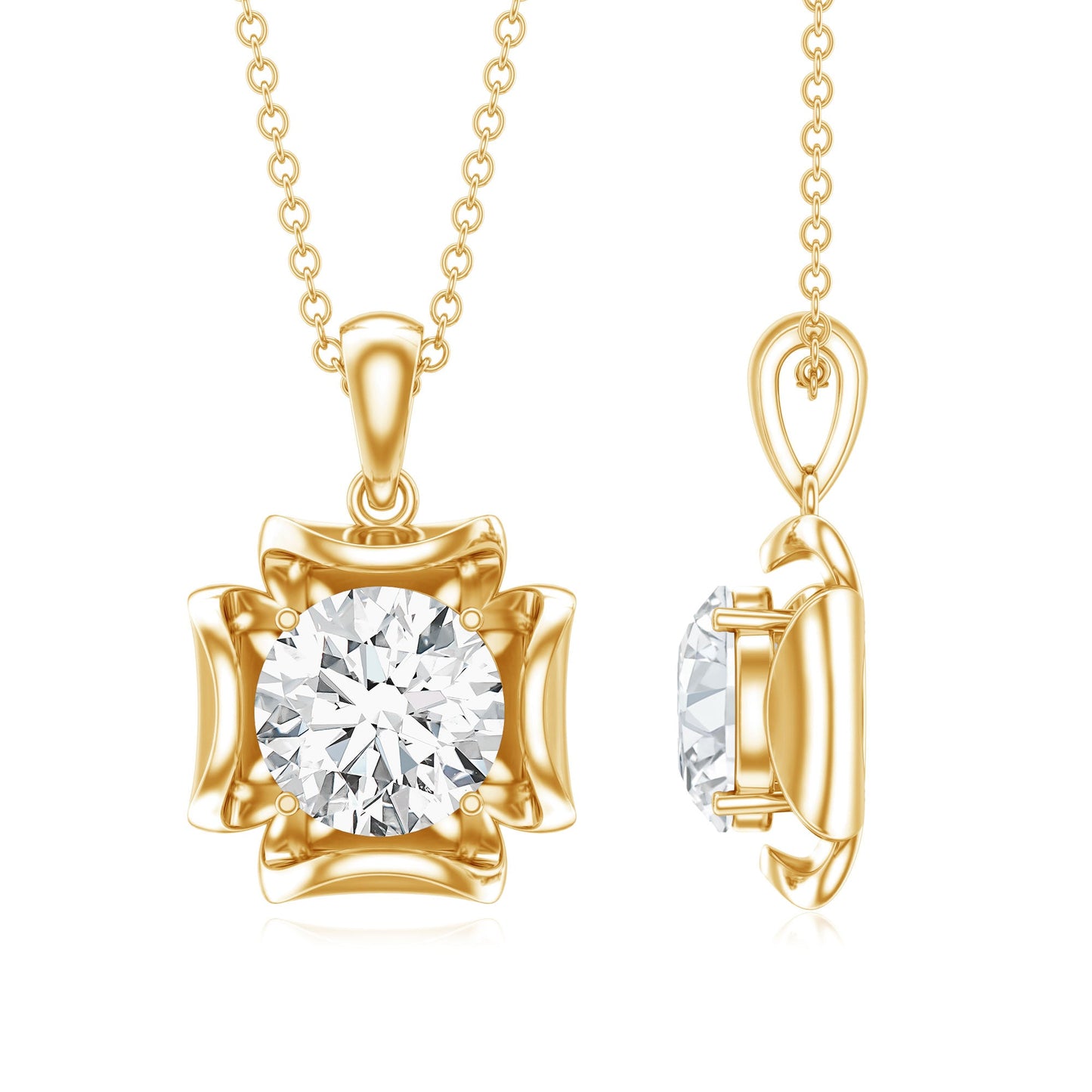 Certified Moissanite Solitaire Pendant in Prong Setting