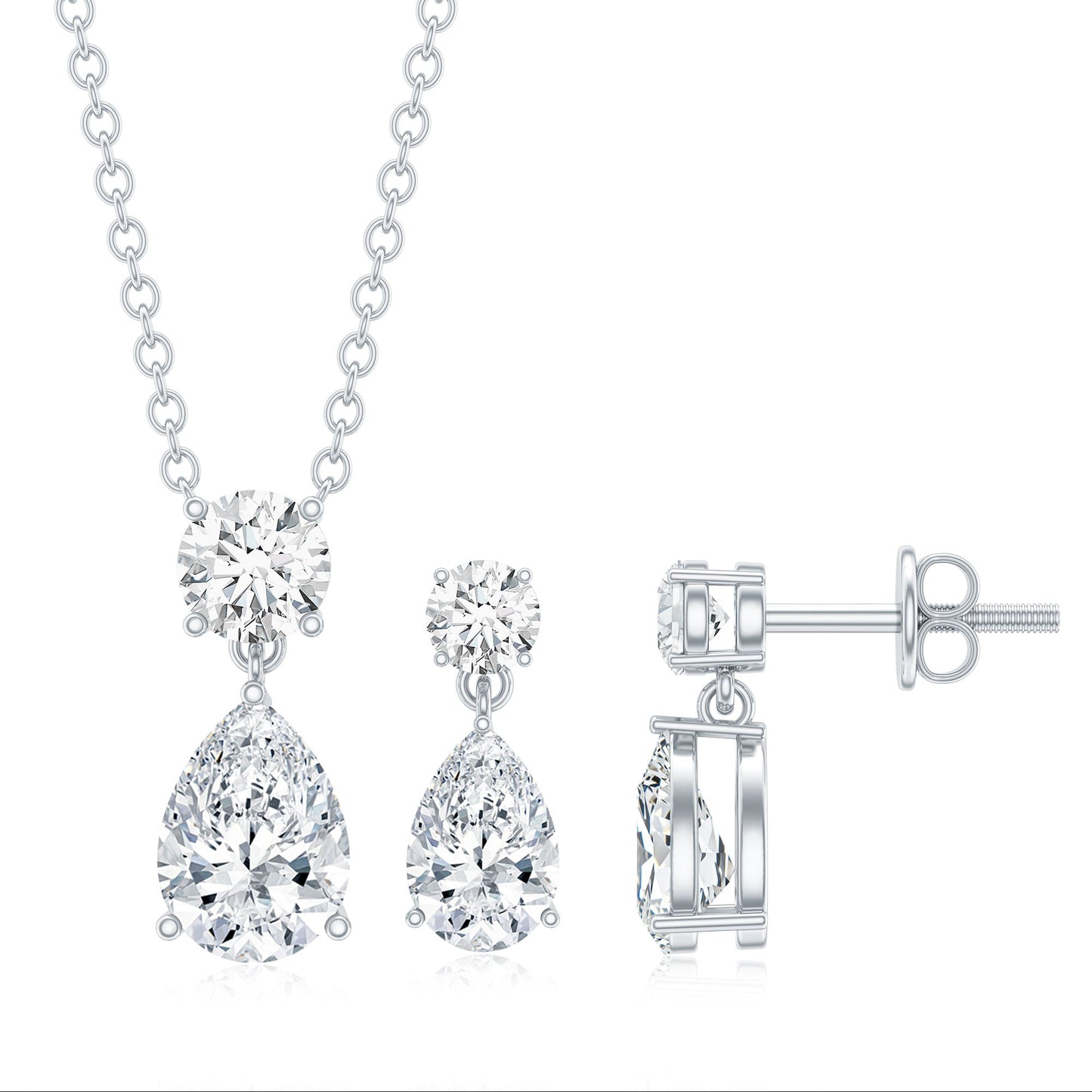 Moissanite Teardrop Two Stone Jewelry Set