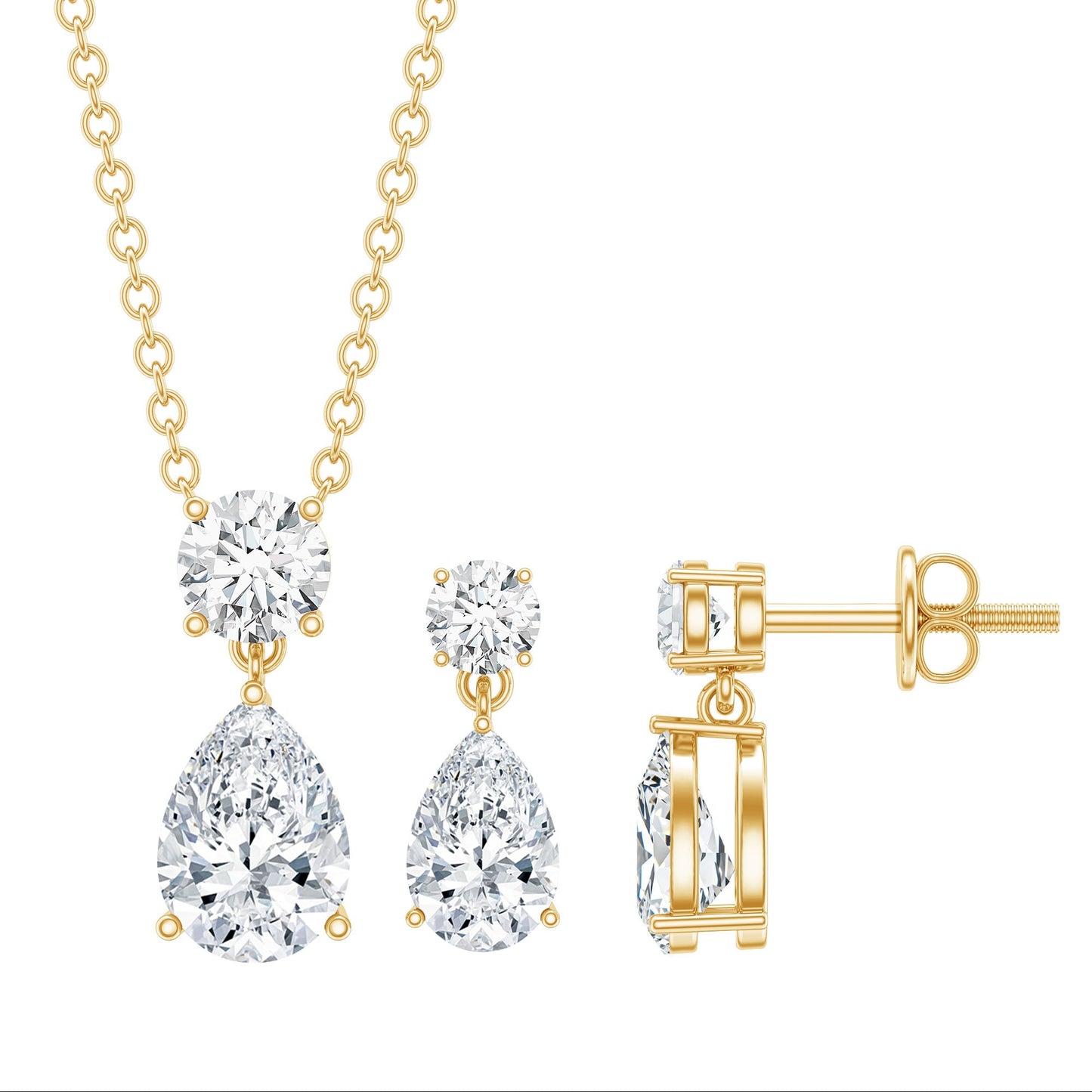 Moissanite Teardrop Two Stone Jewelry Set