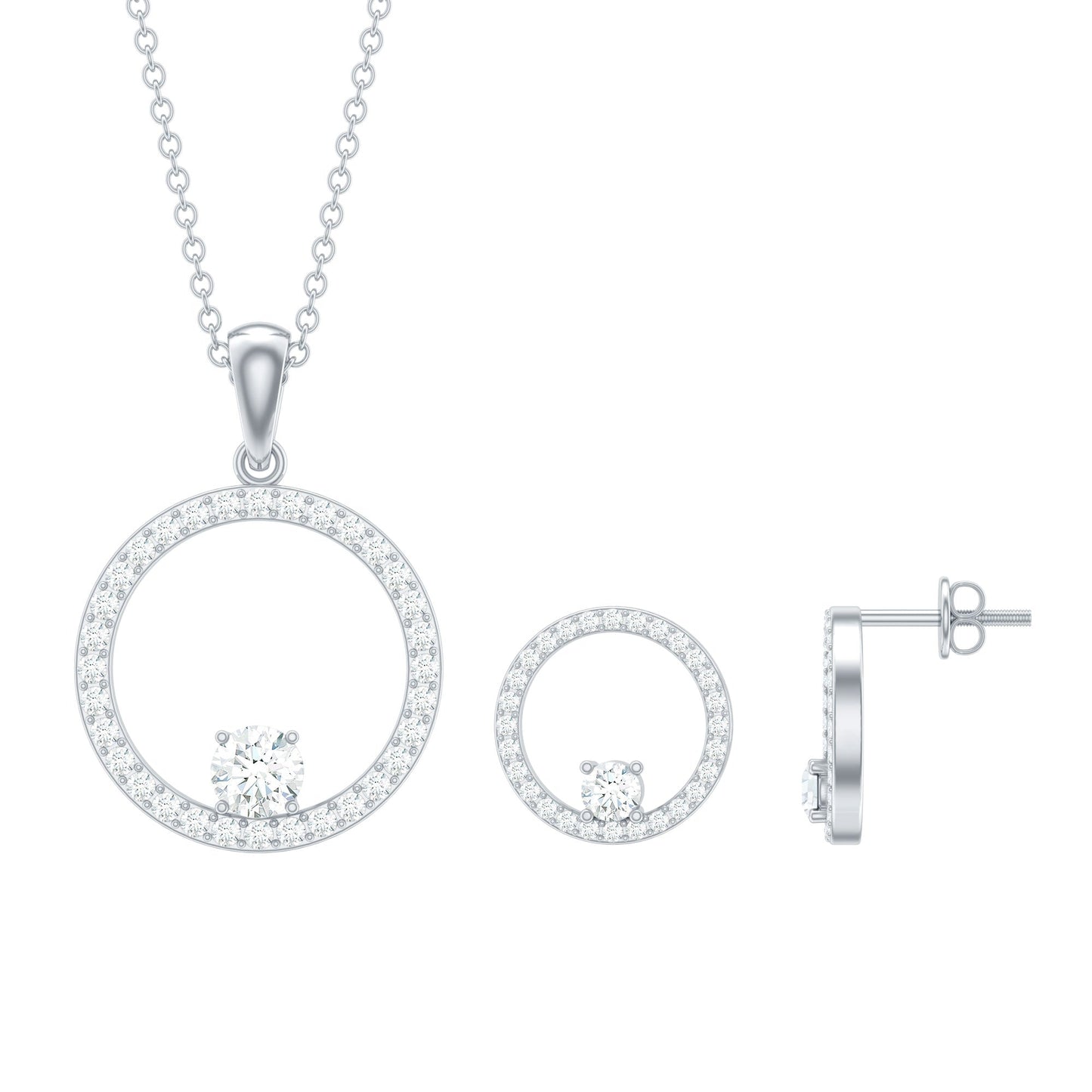 Certified Moissanite Open Circle Jewelry Set
