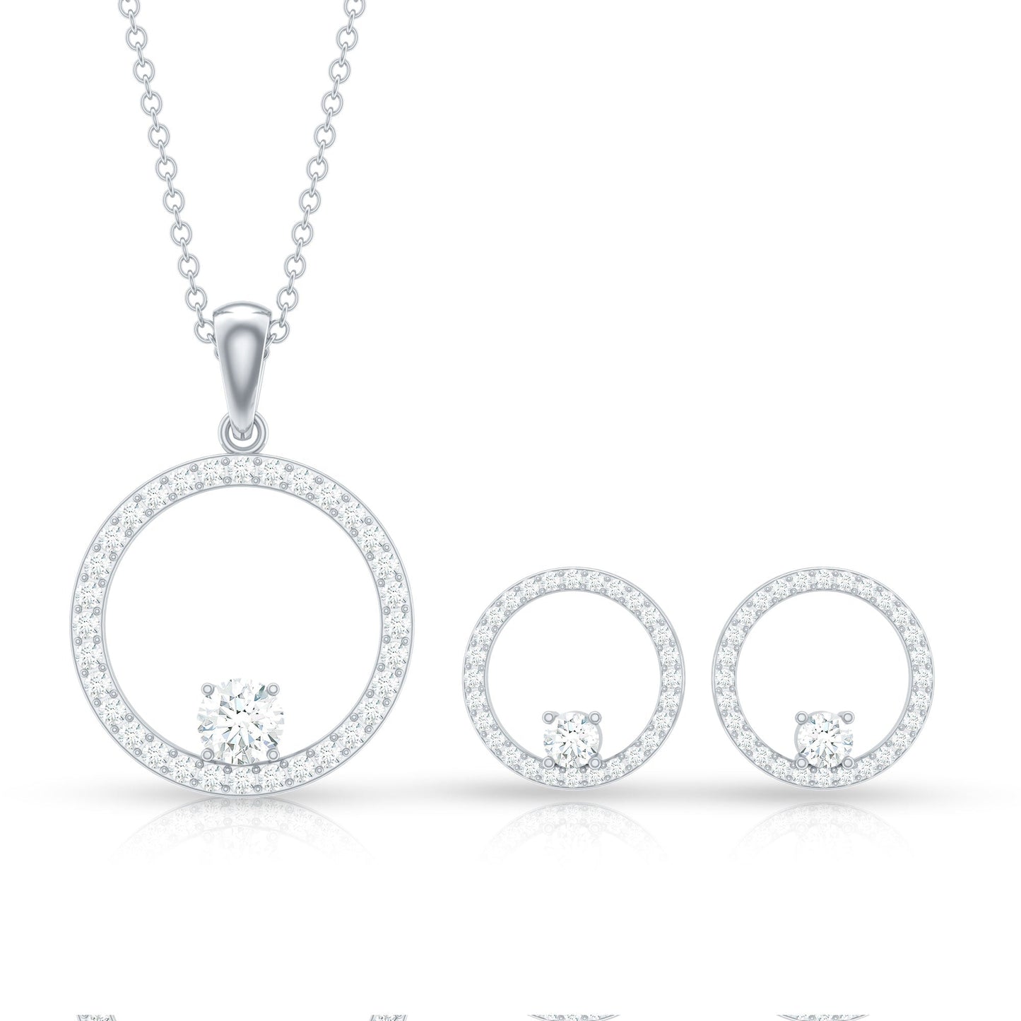 Certified Moissanite Open Circle Jewelry Set
