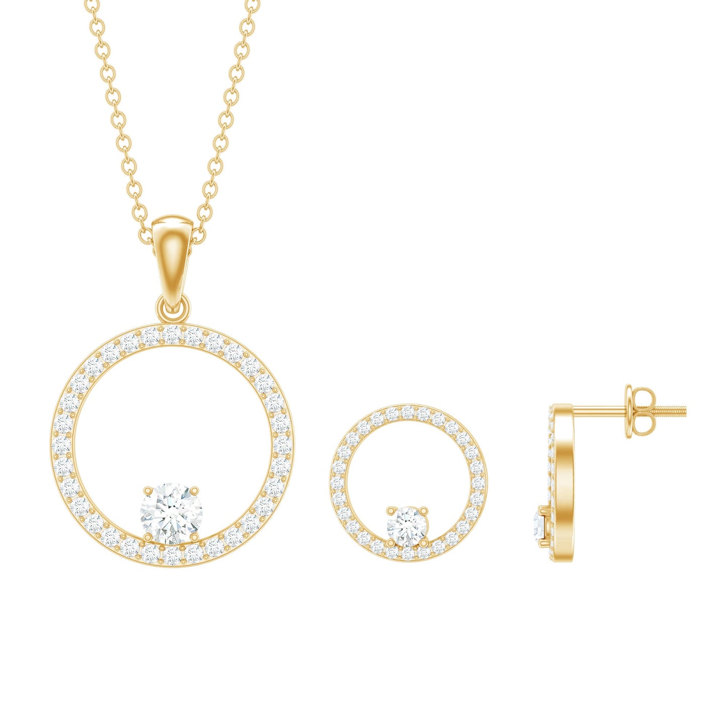 Certified Moissanite Open Circle Jewelry Set