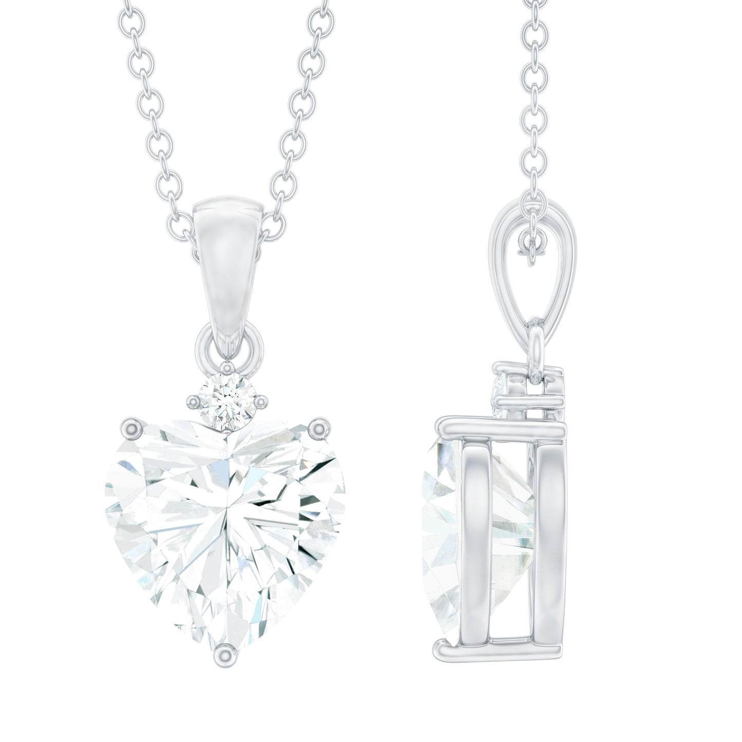 Certified 2 Carat Moissanite Heart Pendant for Women