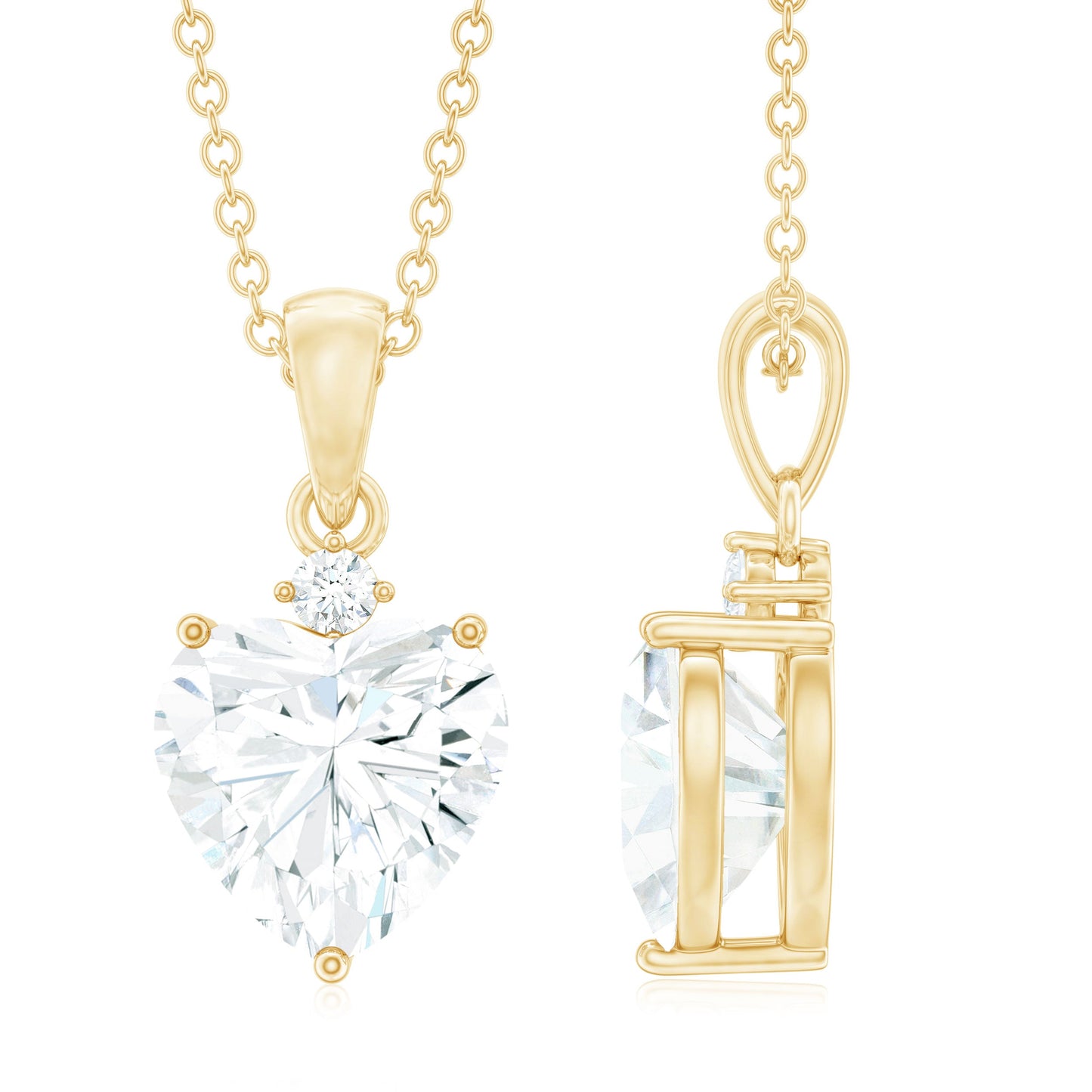 Certified 2 Carat Moissanite Heart Pendant for Women