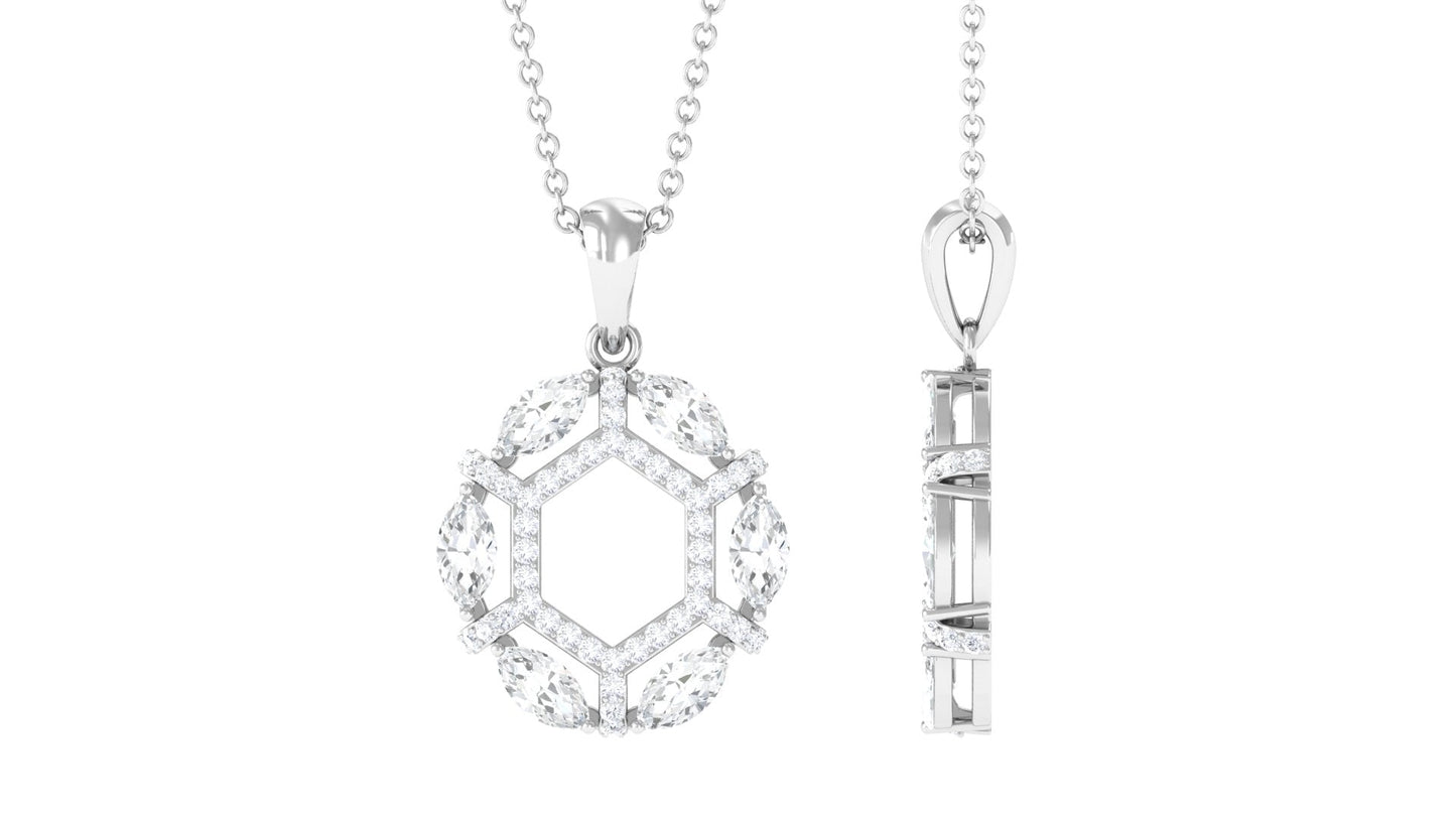 Certified Moissanite Art Deco Pendant Necklace