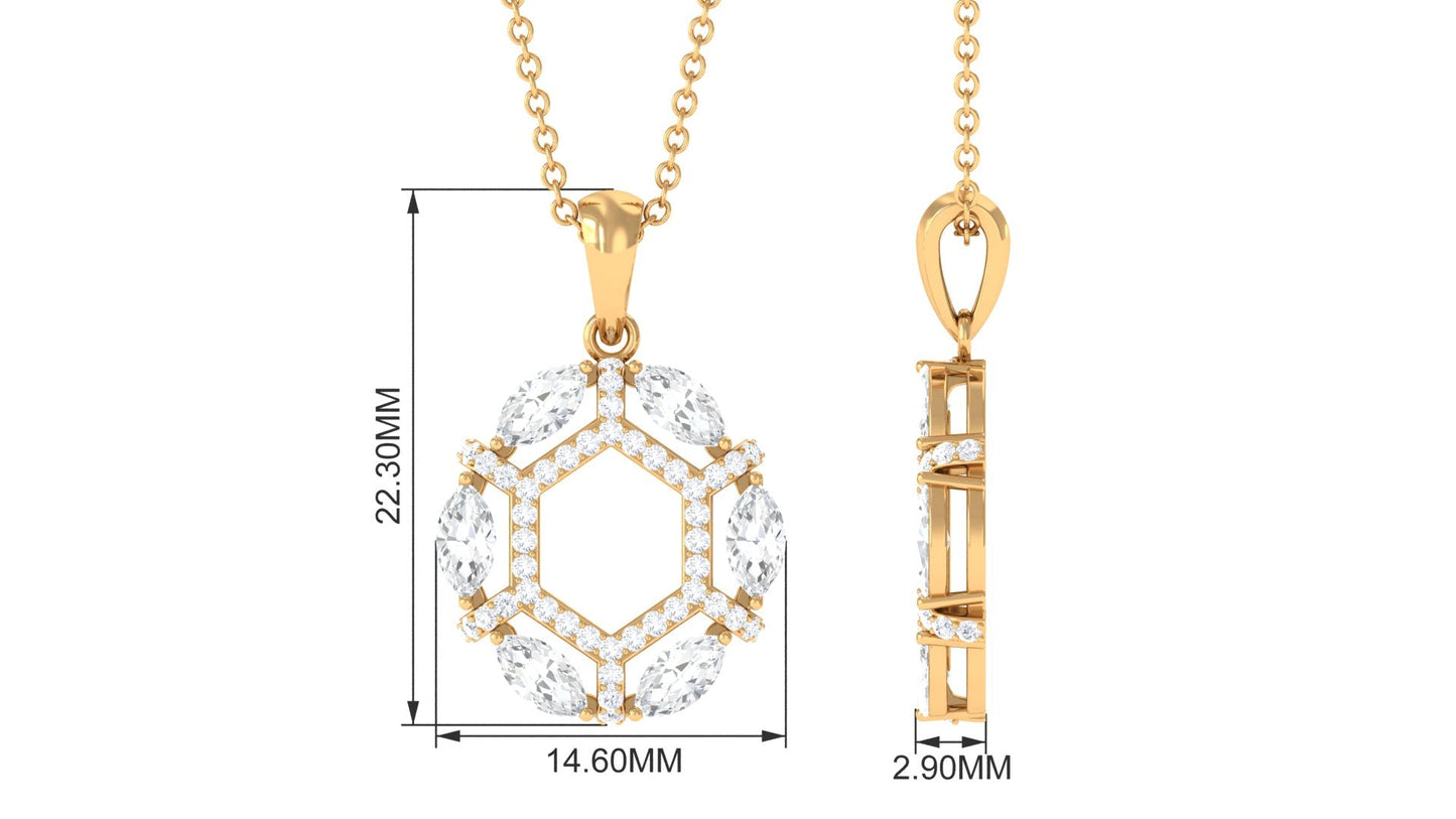 Certified Moissanite Art Deco Pendant Necklace
