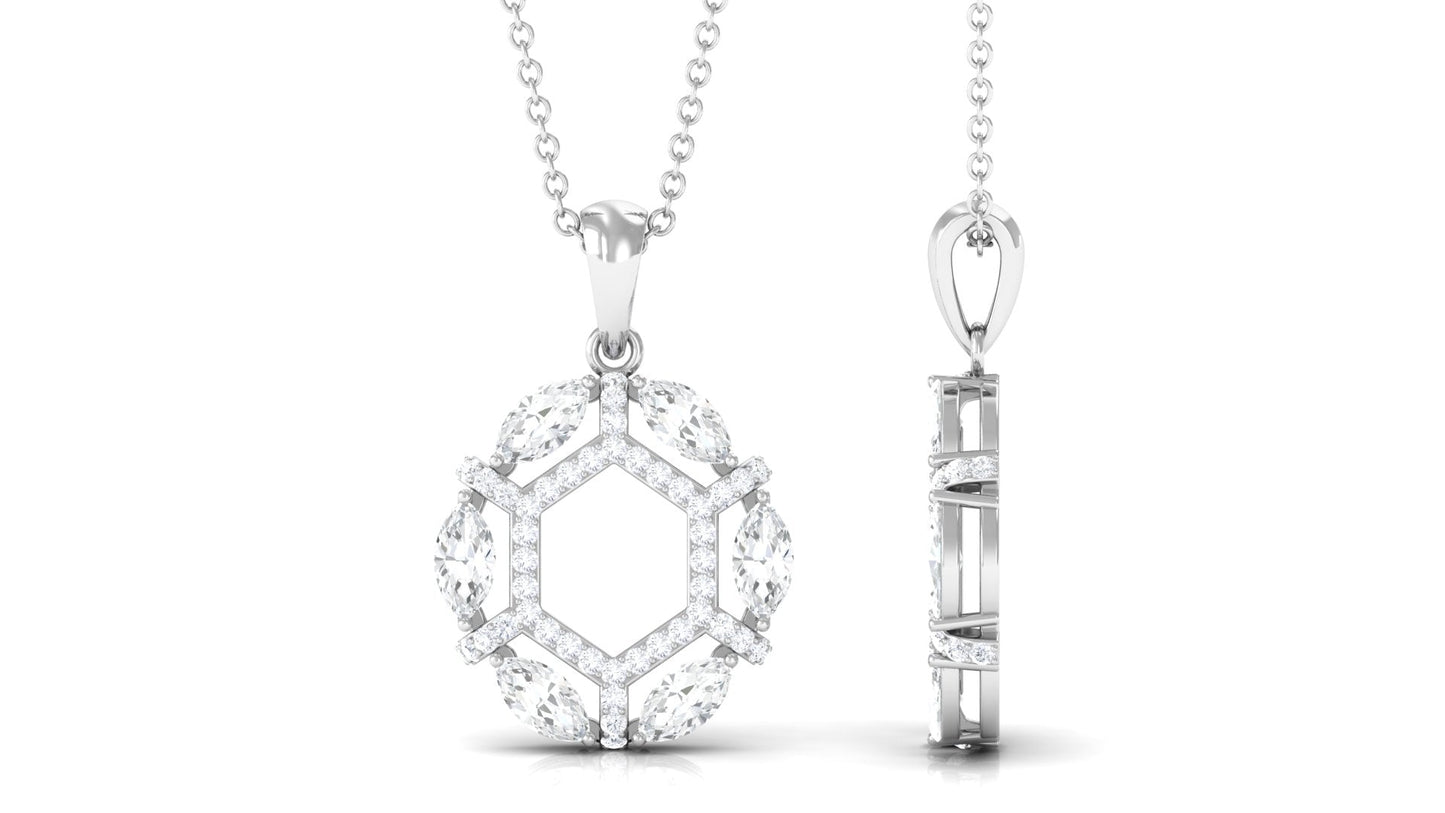 Certified Moissanite Art Deco Pendant Necklace
