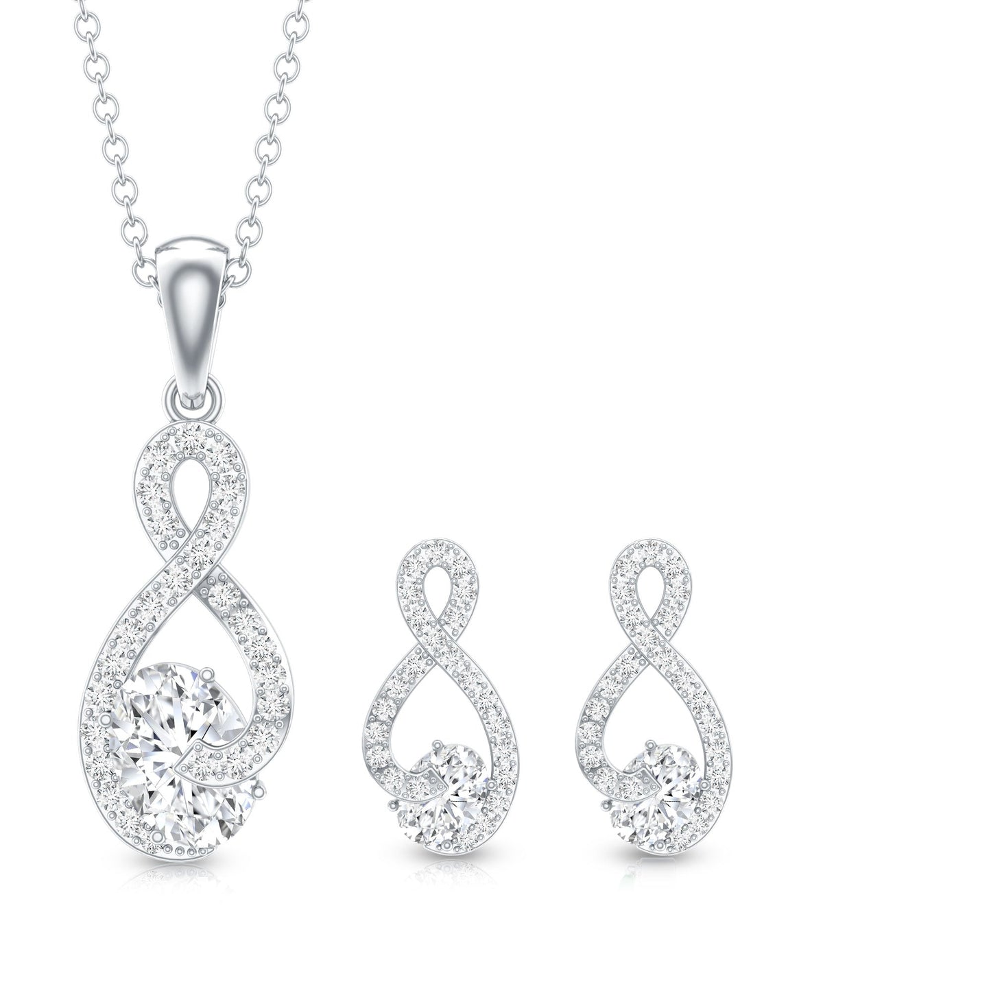 Certified 0.9 Carat Moissanite Infinity Necklace and Earring Set