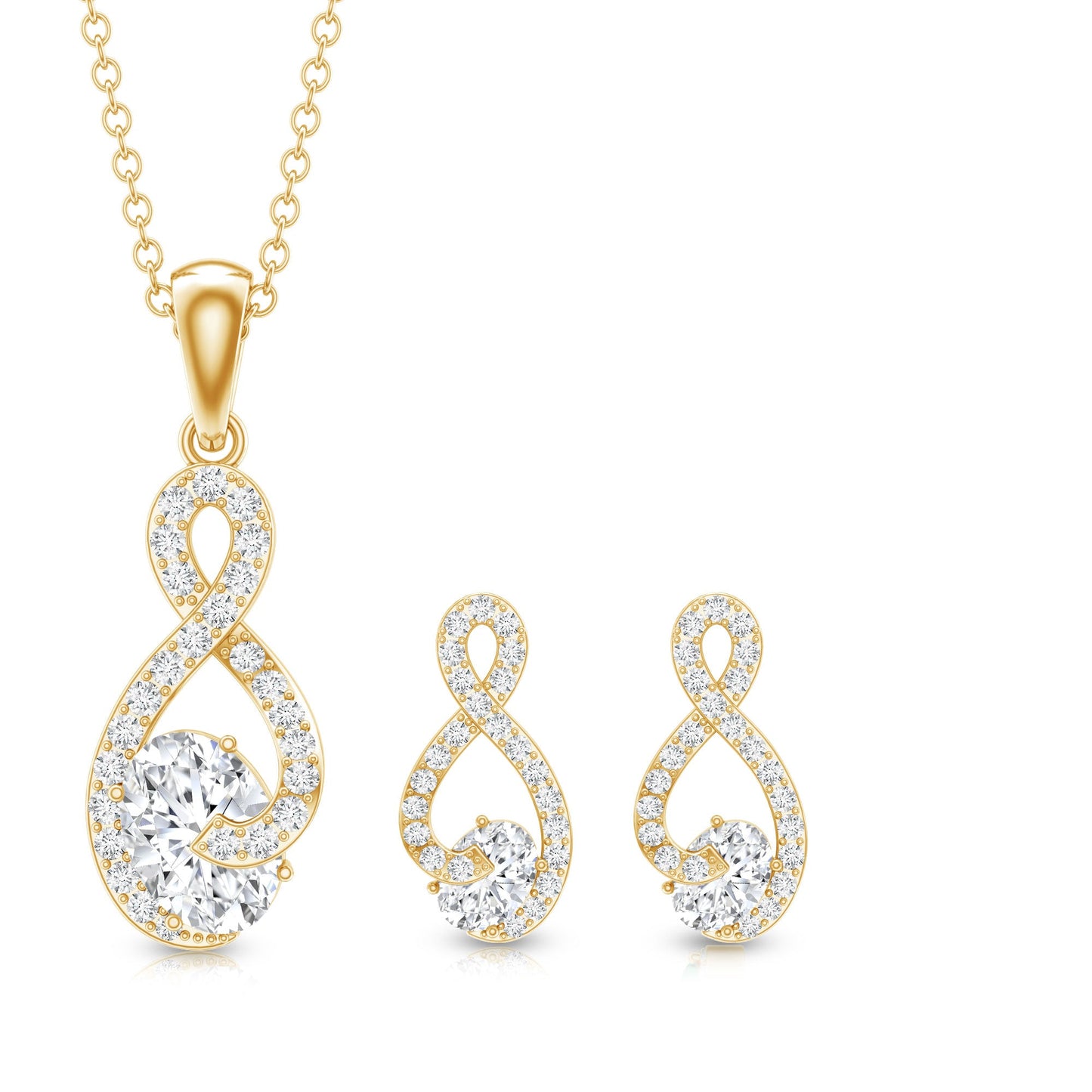 Certified 0.9 Carat Moissanite Infinity Necklace and Earring Set