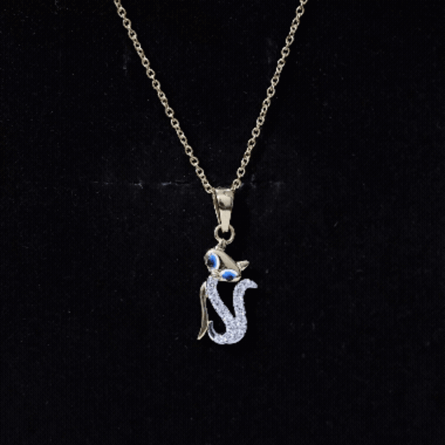 Certified Moissanite Cat Pendant Necklace