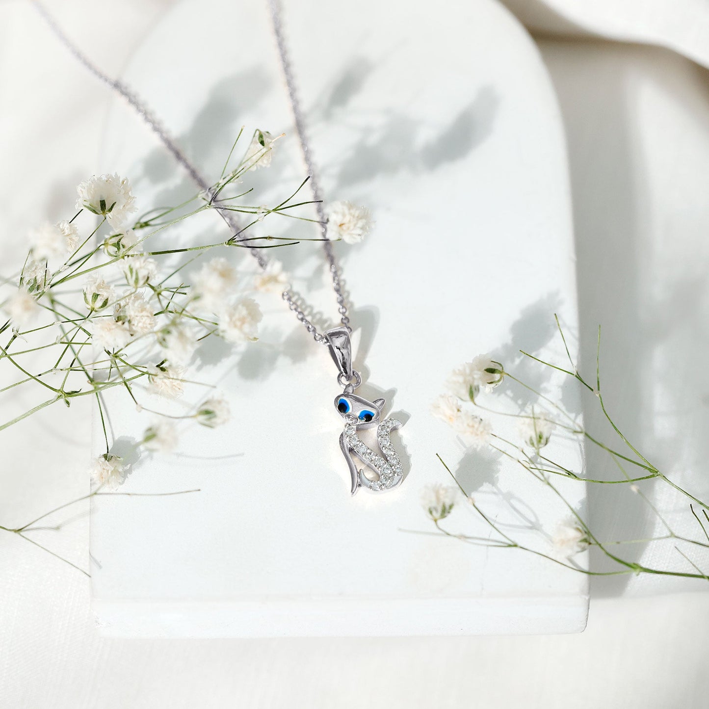 Certified Moissanite Cat Pendant Necklace