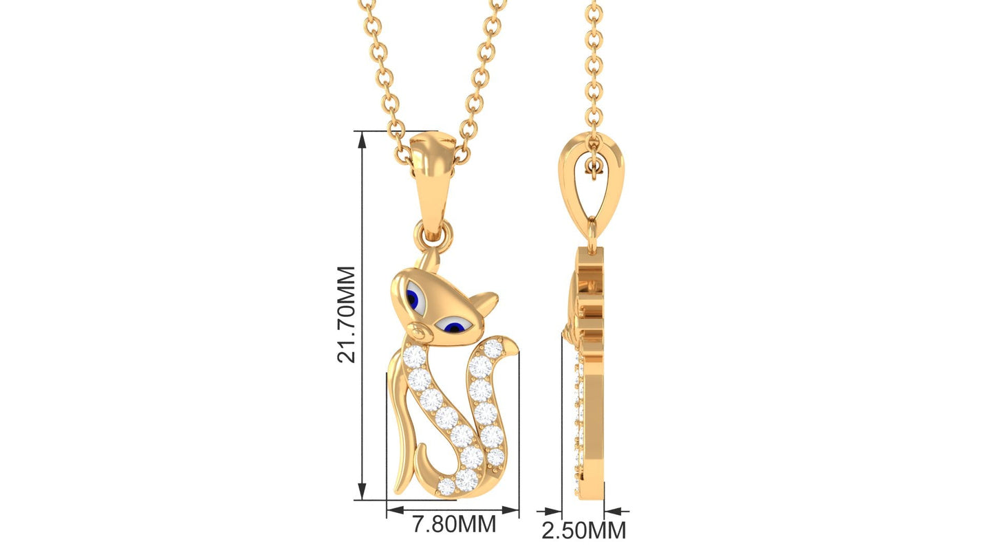 Certified Moissanite Cat Pendant Necklace