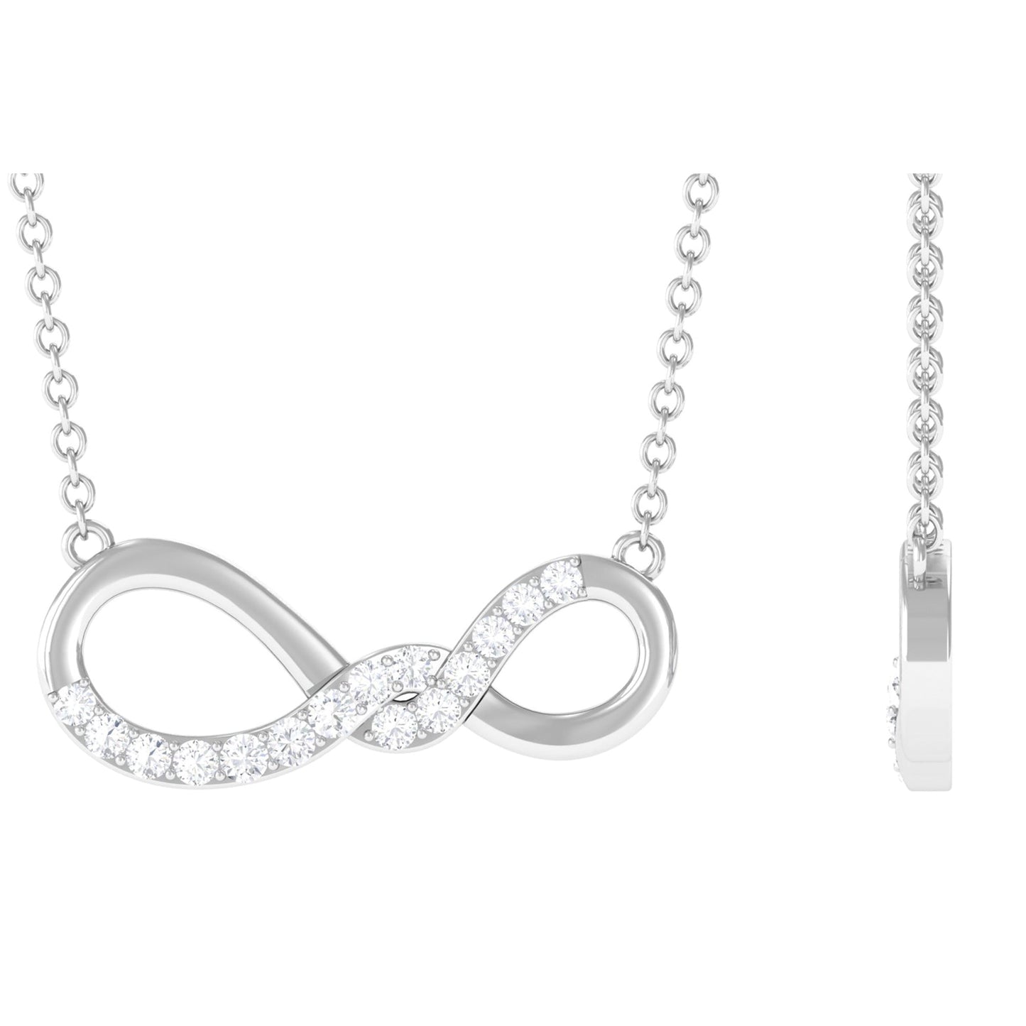 Pave Set Moissanite Twisted Infinity Necklace for Women