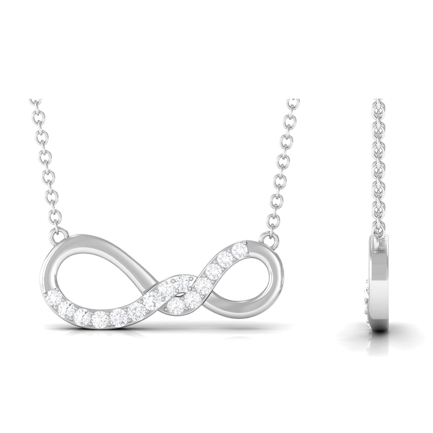 Pave Set Moissanite Twisted Infinity Necklace for Women
