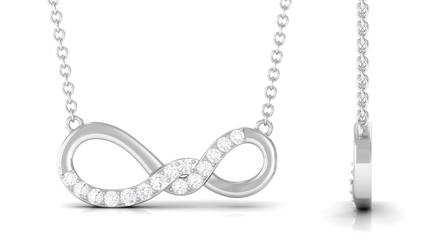 Pave Set Moissanite Twisted Infinity Necklace for Women