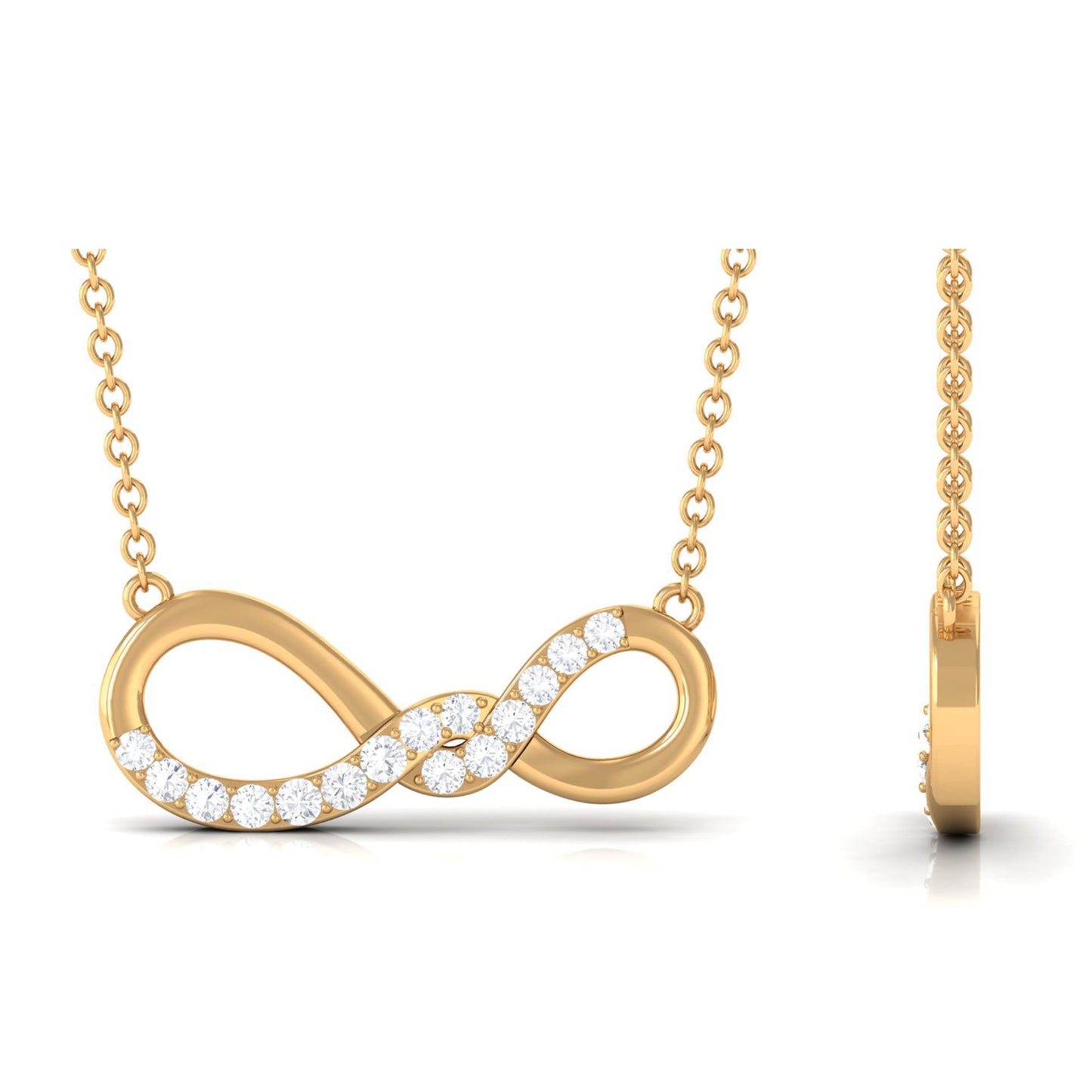 Pave Set Moissanite Twisted Infinity Necklace for Women