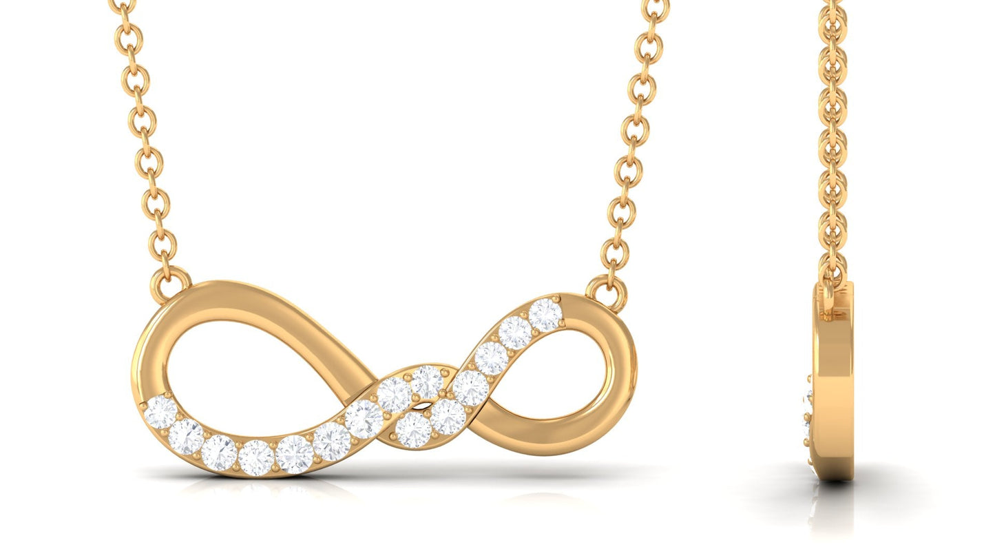 Pave Set Moissanite Twisted Infinity Necklace for Women