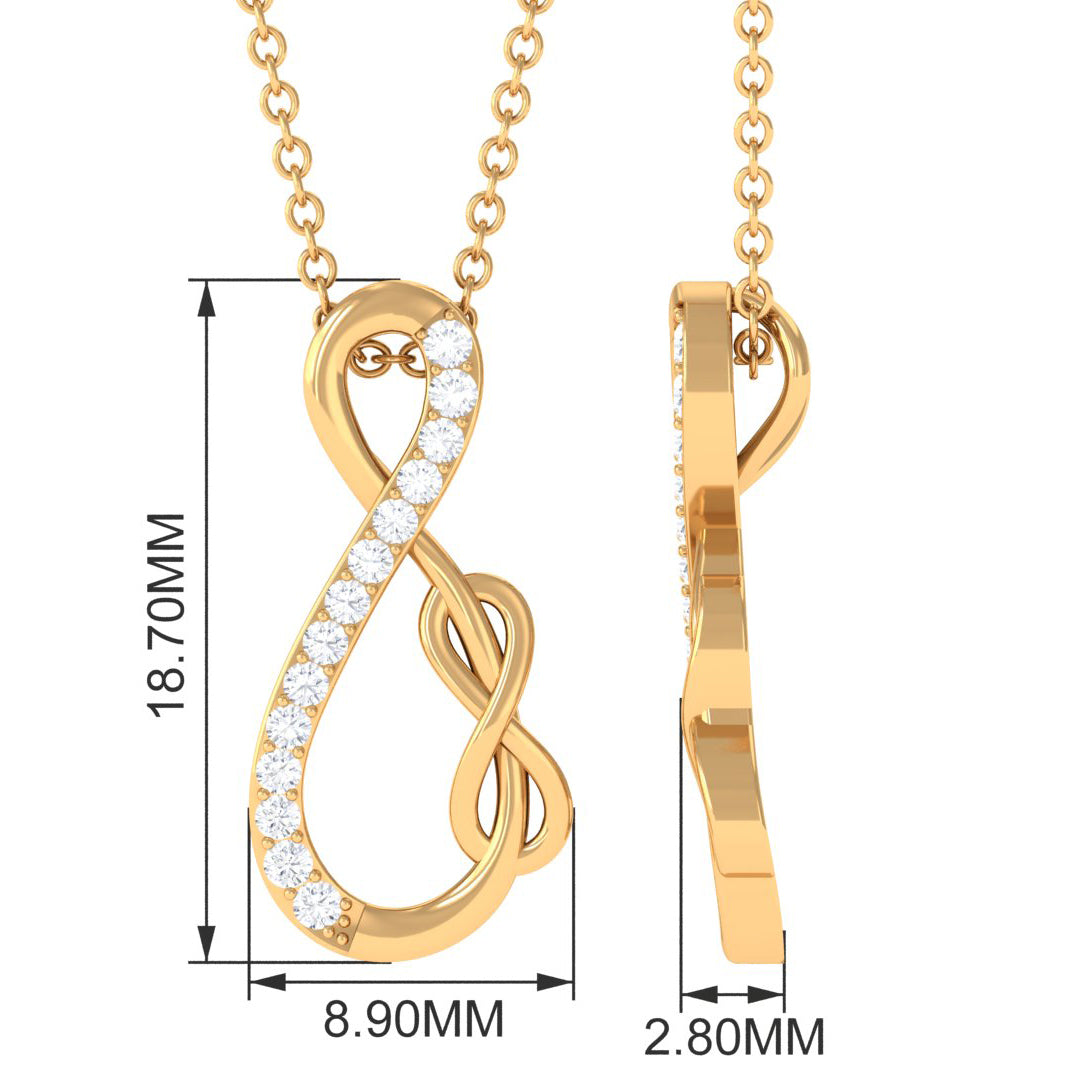 Interlock Infinity Pendant Necklace with Moissanite