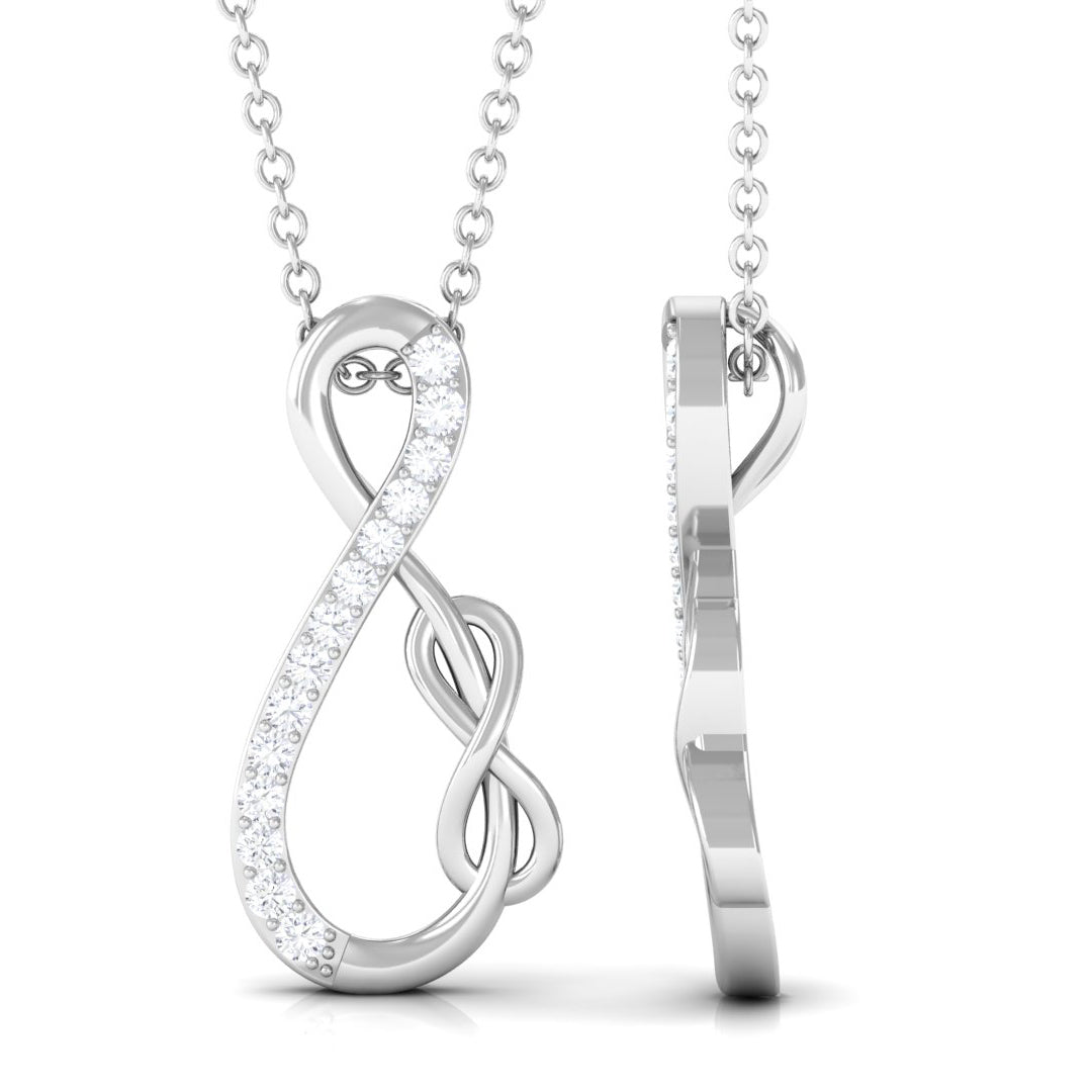 Interlock Infinity Pendant Necklace with Moissanite