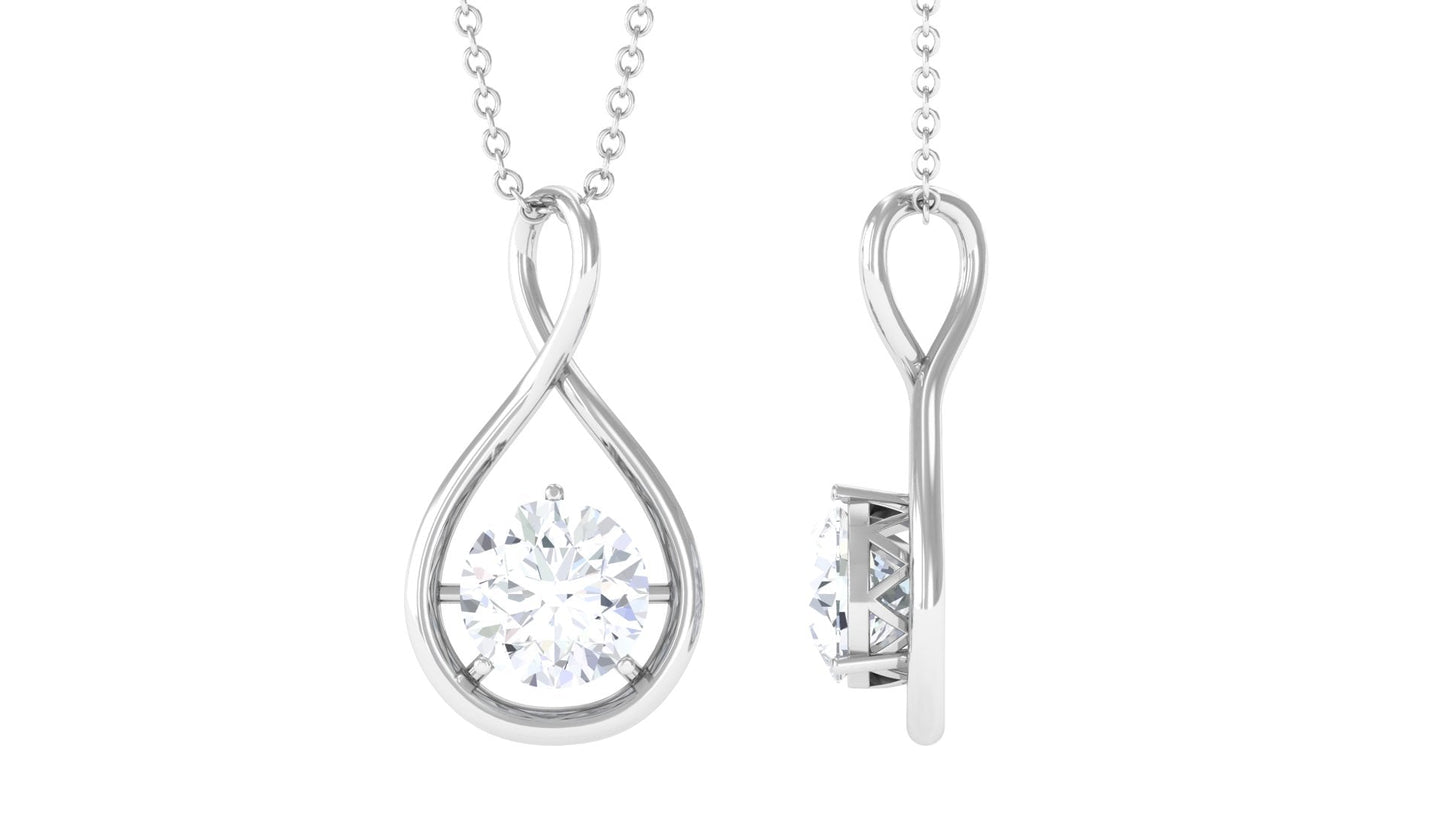 Certified Round Moissanite Solitaire Infinity Pendant