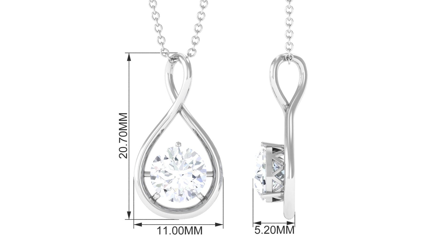 Certified Round Moissanite Solitaire Infinity Pendant