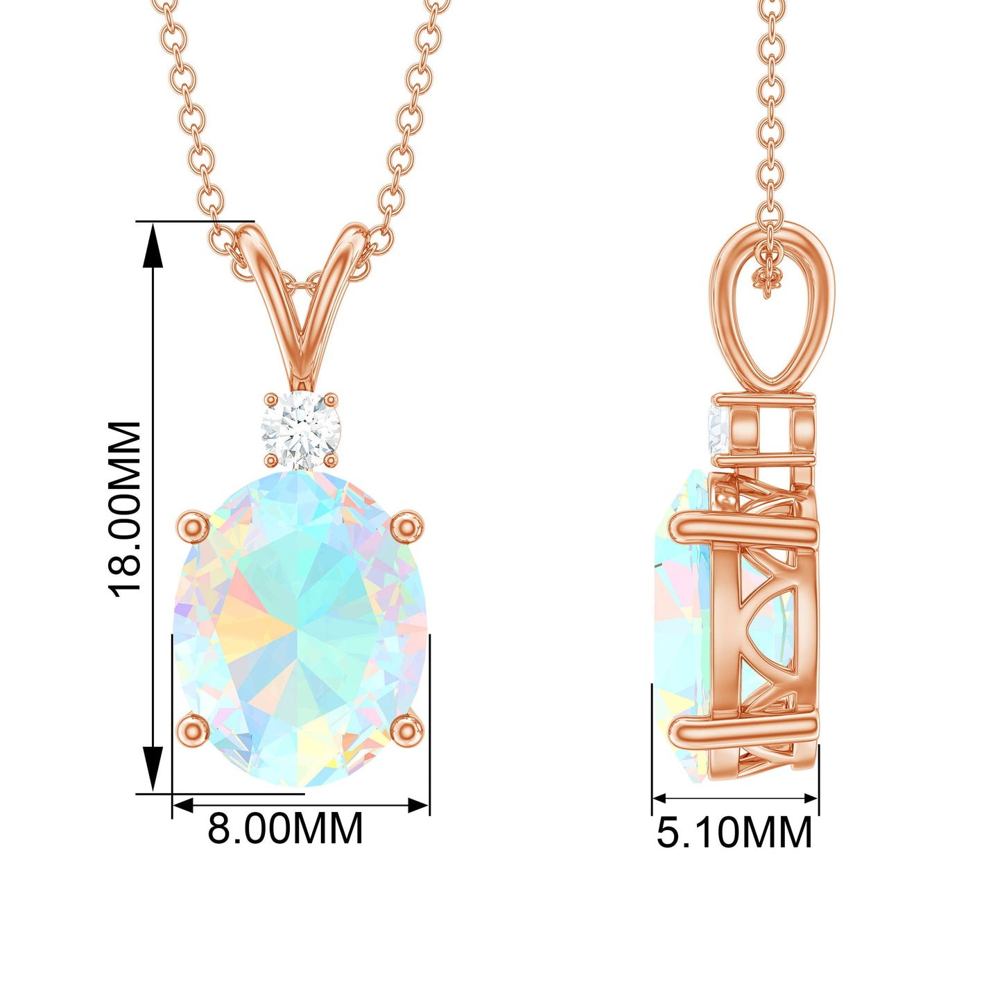 Genuine 1.3 Carat Opalescent Pendant Necklace with Diamond
