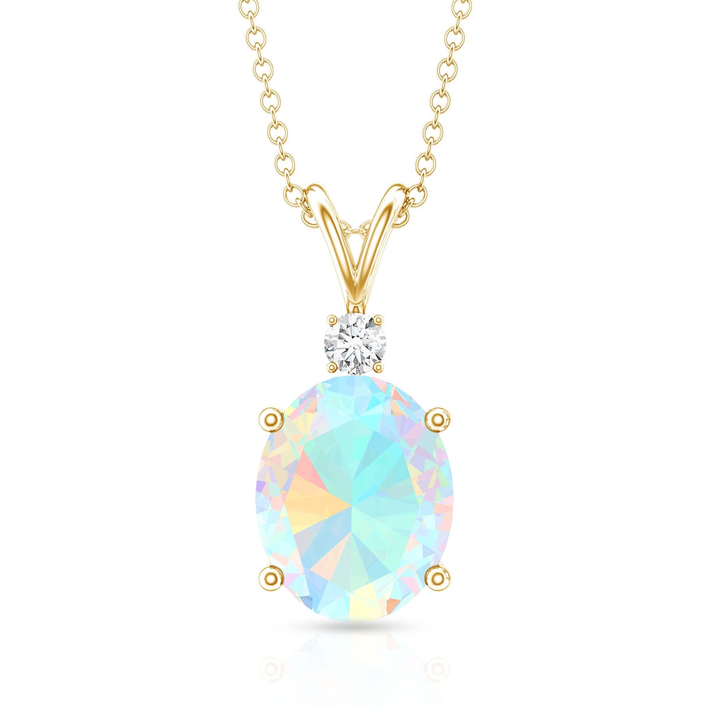Genuine 1.3 Carat Opalescent Pendant Necklace with Diamond