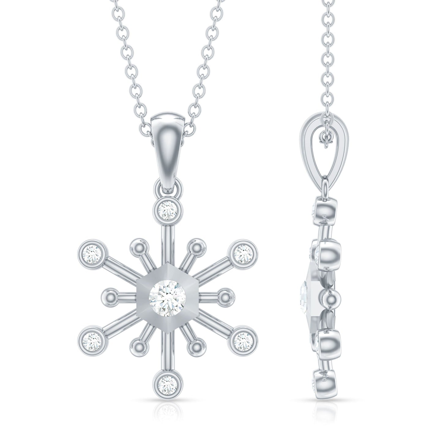 Diamond Snowflake Pendant Necklace for Women