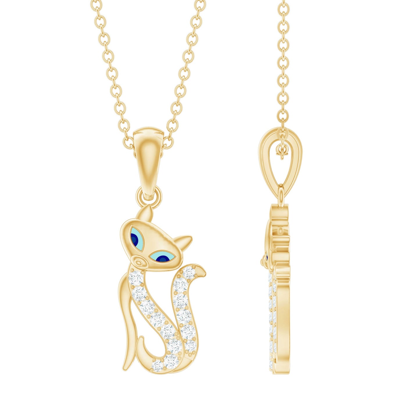 Certified Diamond Kitty Necklace For Women