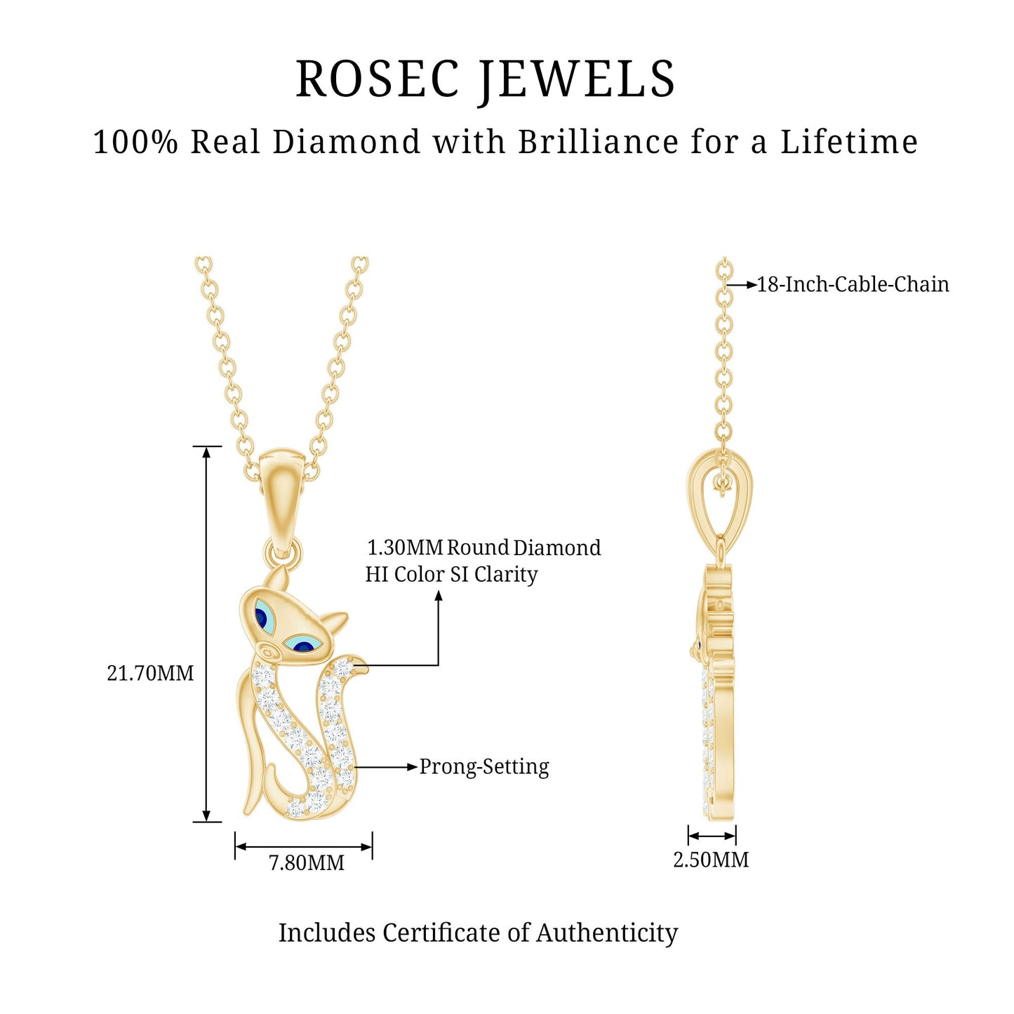 Certified Diamond Kitty Necklace For Women