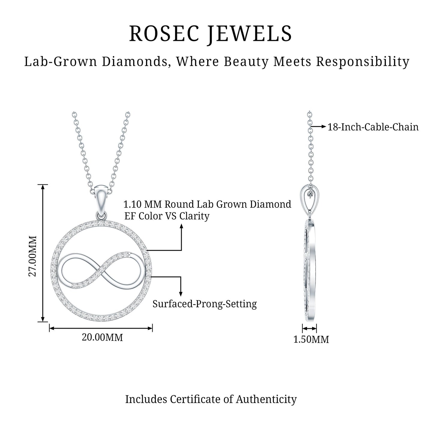 Diamonds Infinity Eternity Pendant Necklace