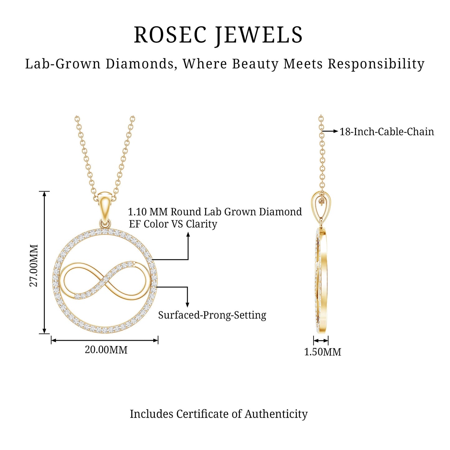 Diamonds Infinity Eternity Pendant Necklace