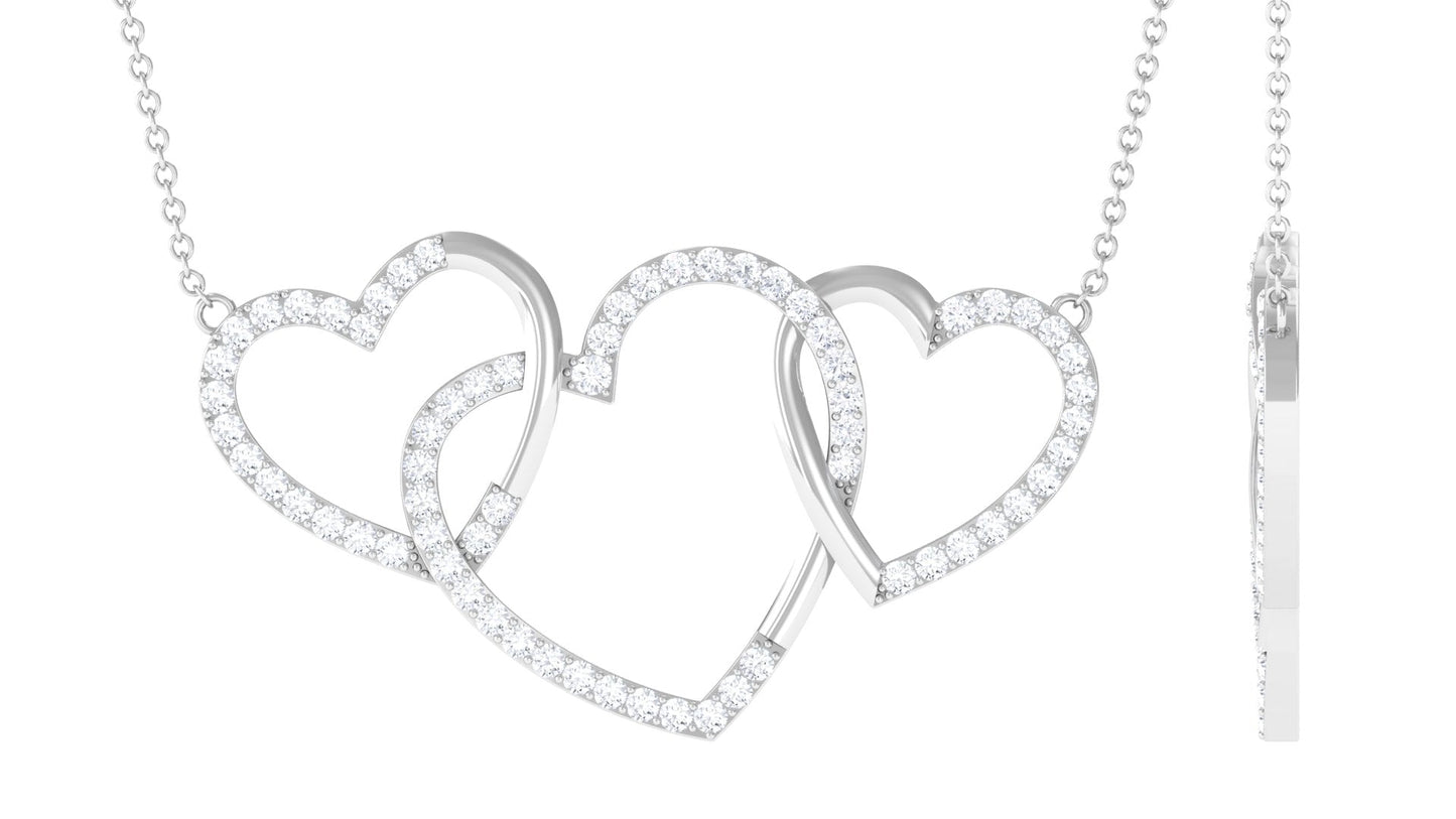 Certified Diamond Three Heart Necklace