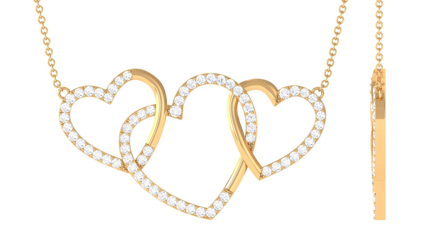 Certified Diamond Three Heart Necklace
