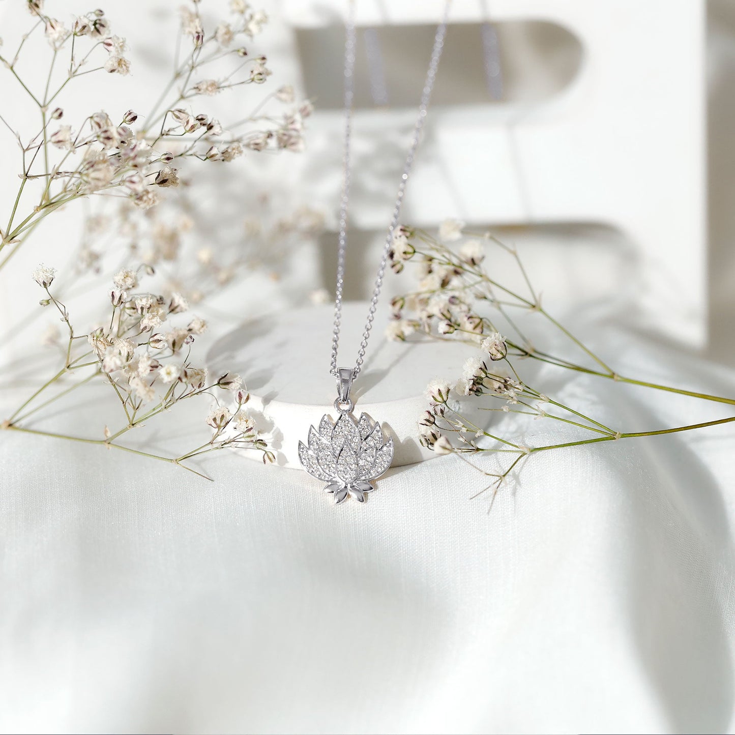 Diamond Designer Lotus Flower Necklace