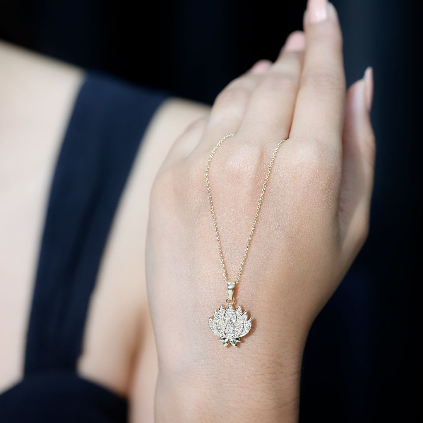 Diamond Designer Lotus Flower Necklace