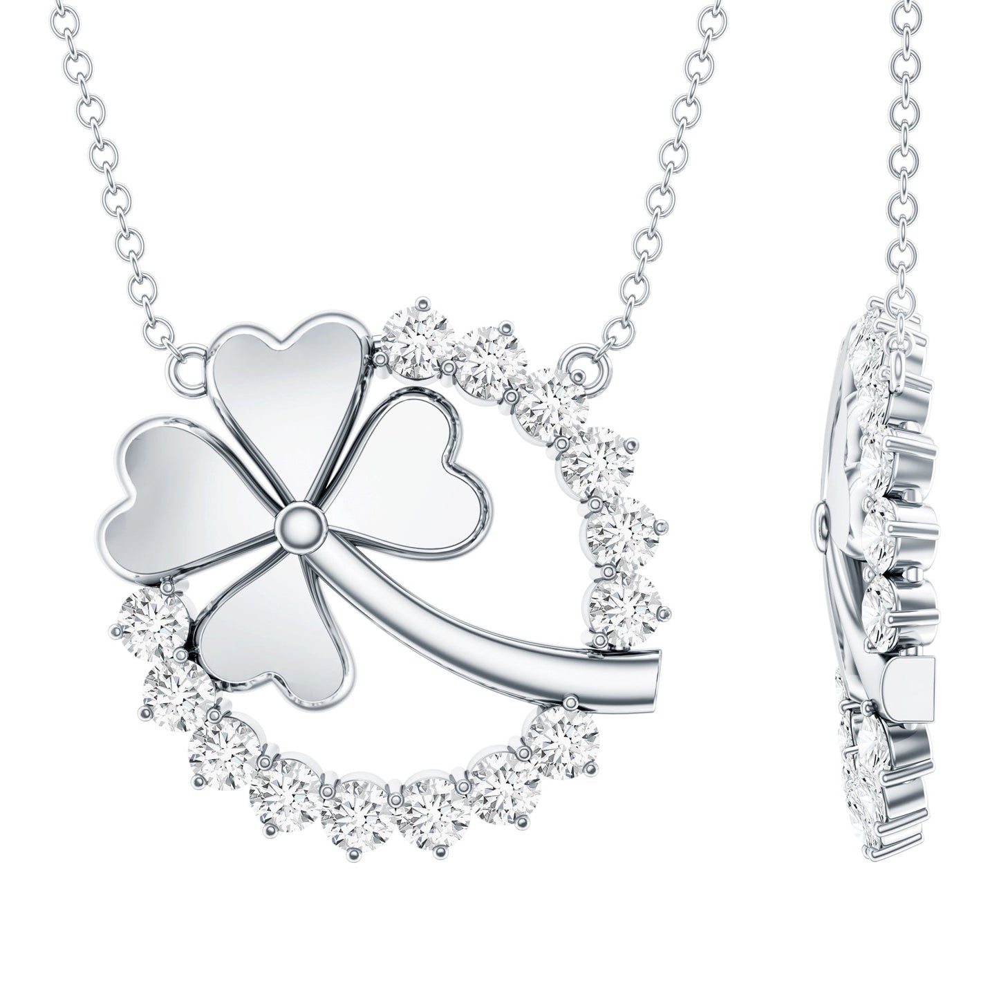 Certified Diamond Lucky 4 Leaf Necklace