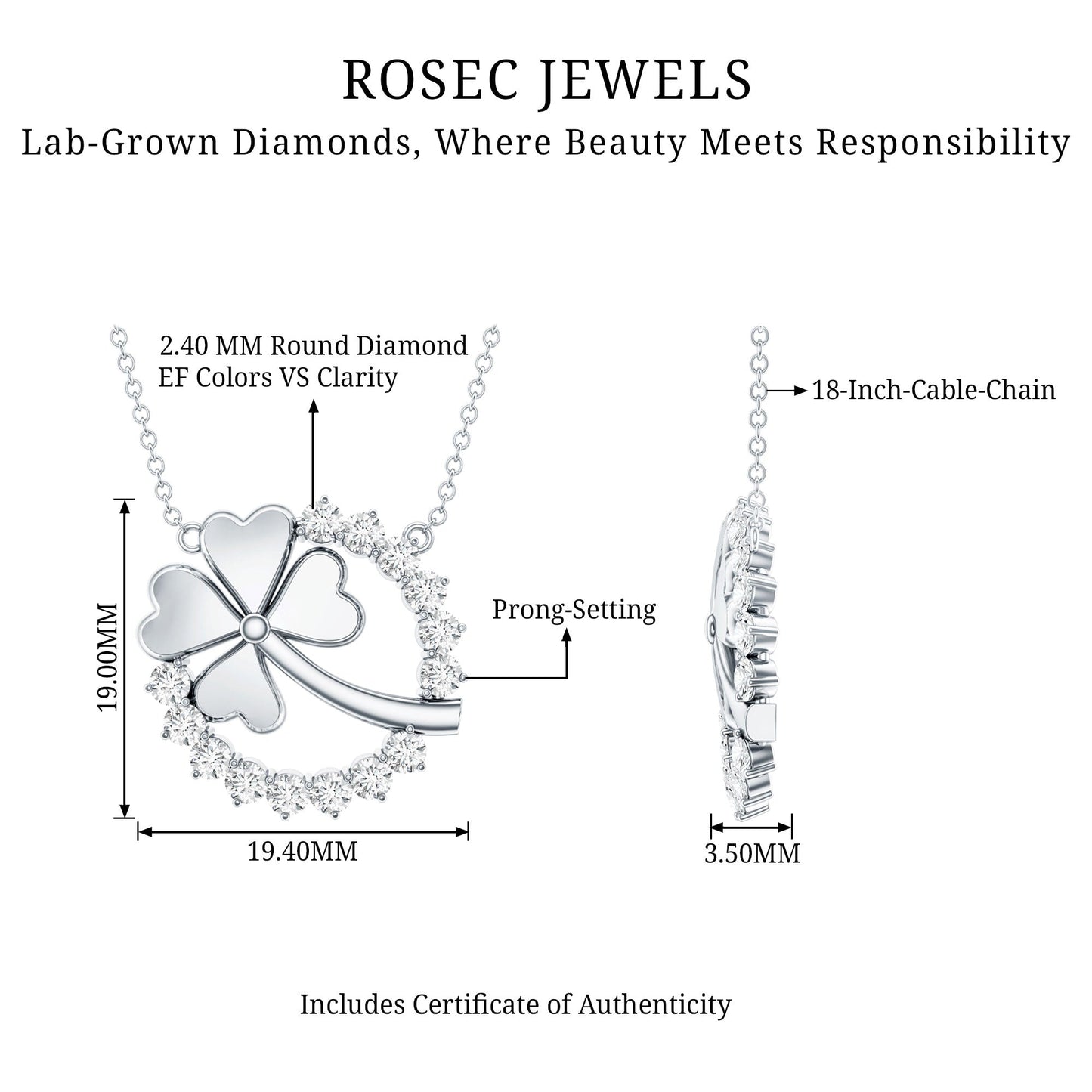Certified Diamond Lucky 4 Leaf Necklace