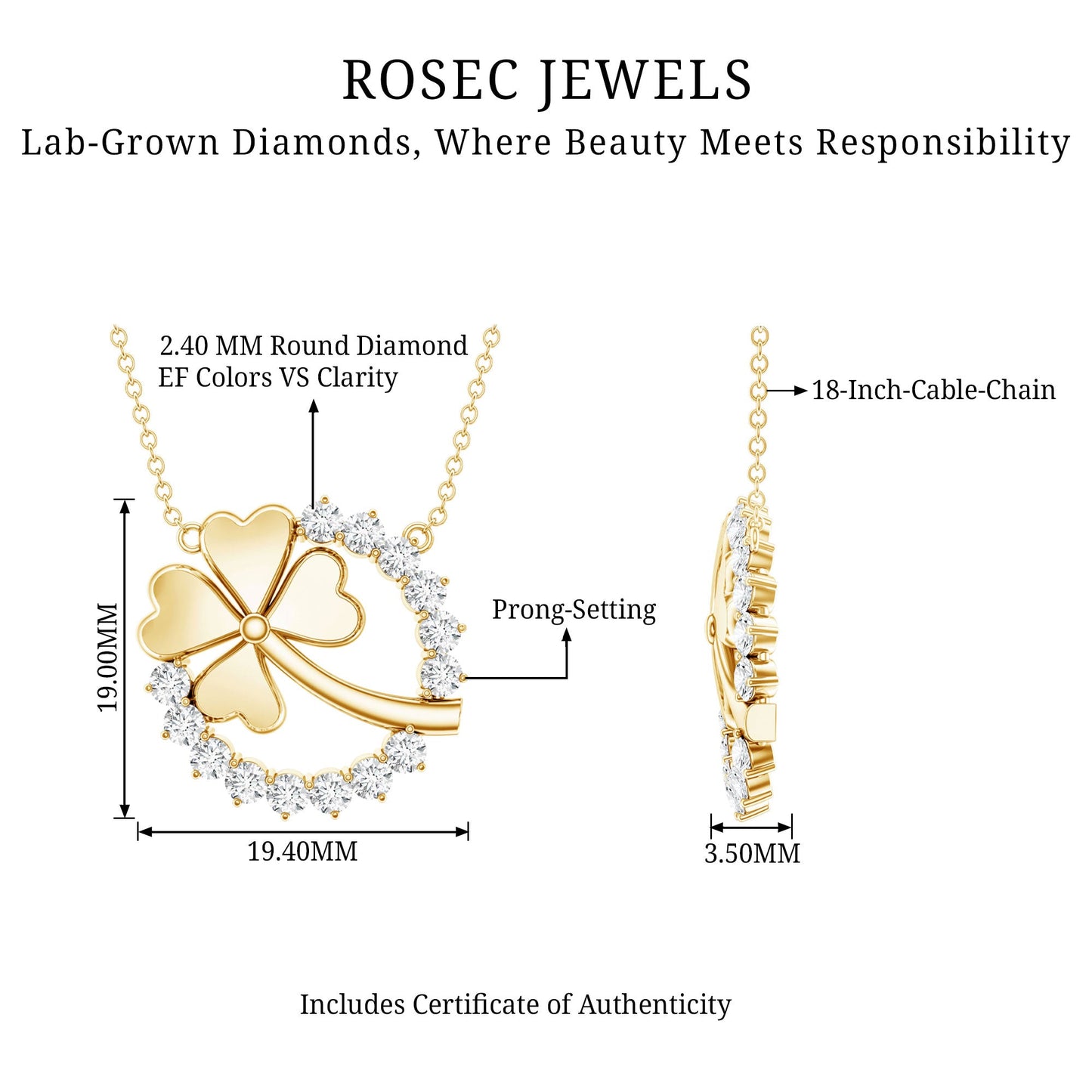 Certified Diamond Lucky 4 Leaf Necklace