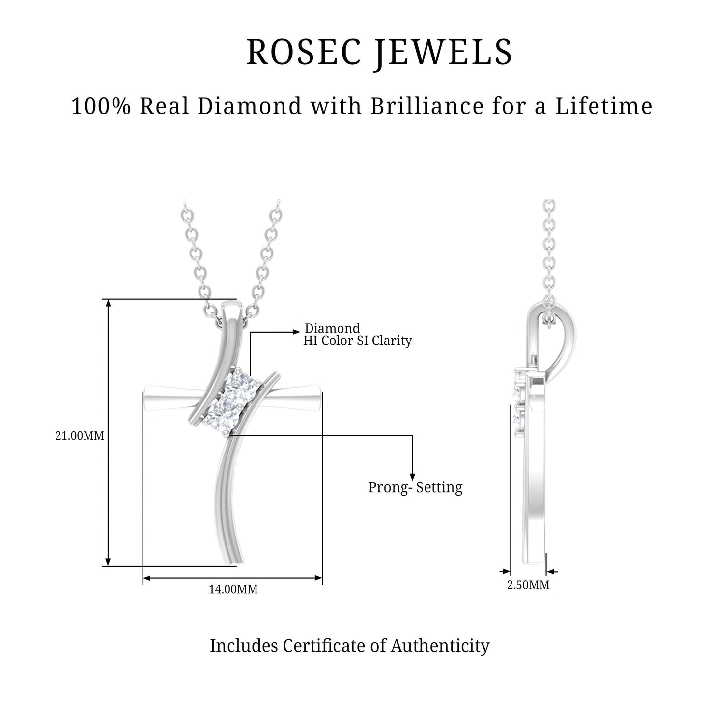 Diamond Cross Pendant Necklace for Women