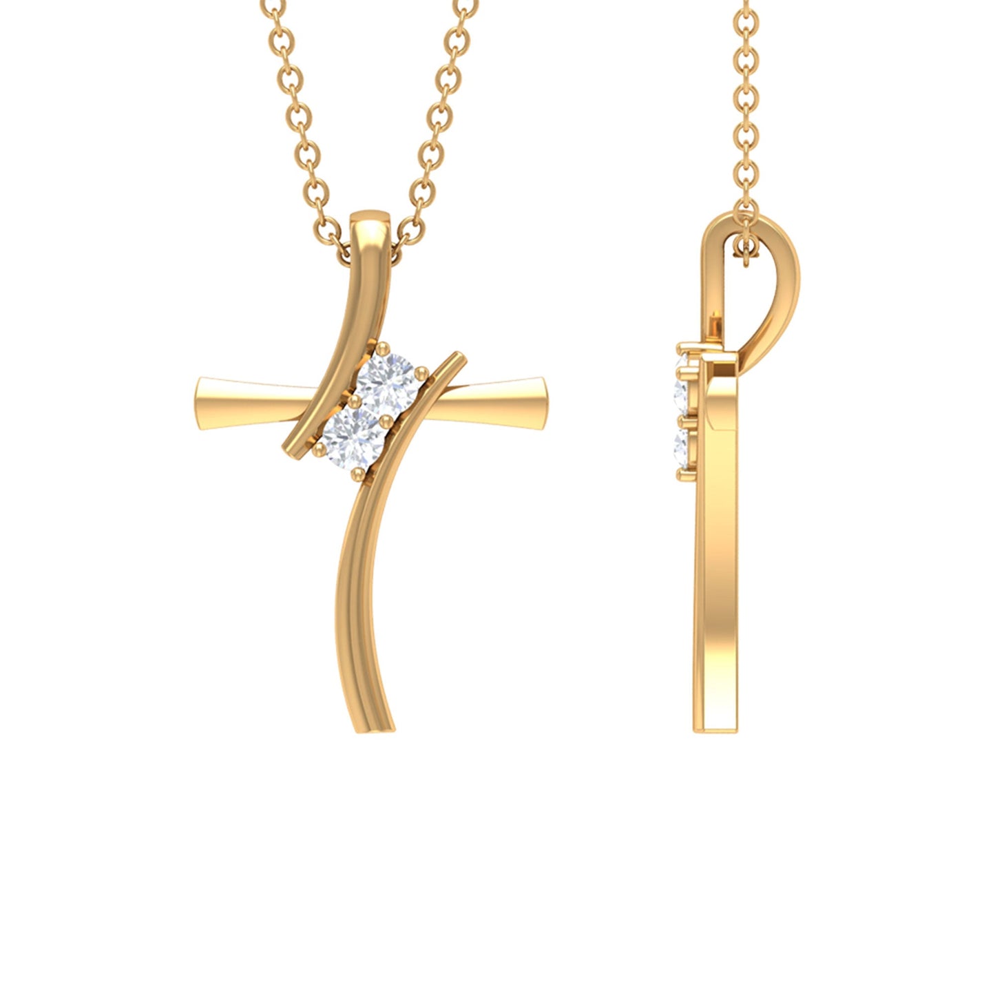 Diamond Cross Pendant Necklace for Women