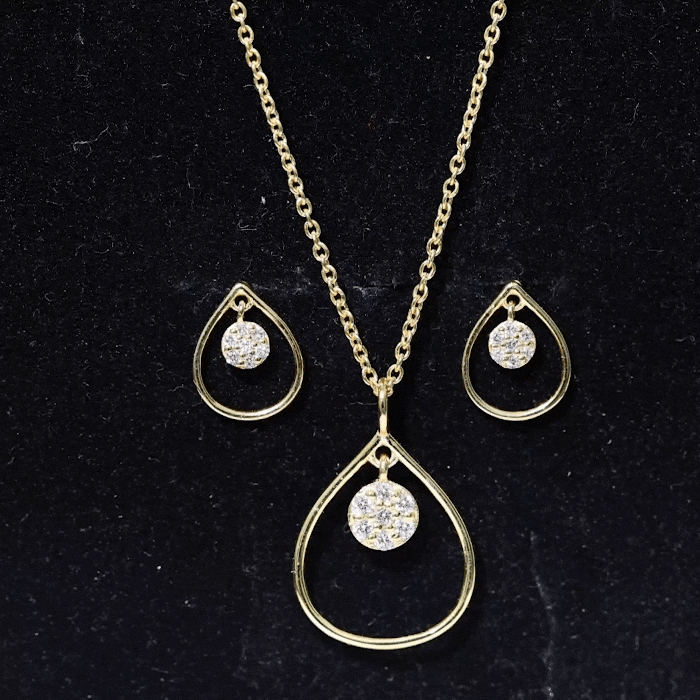 Diamond Wedding Necklace Earring Set for Bride