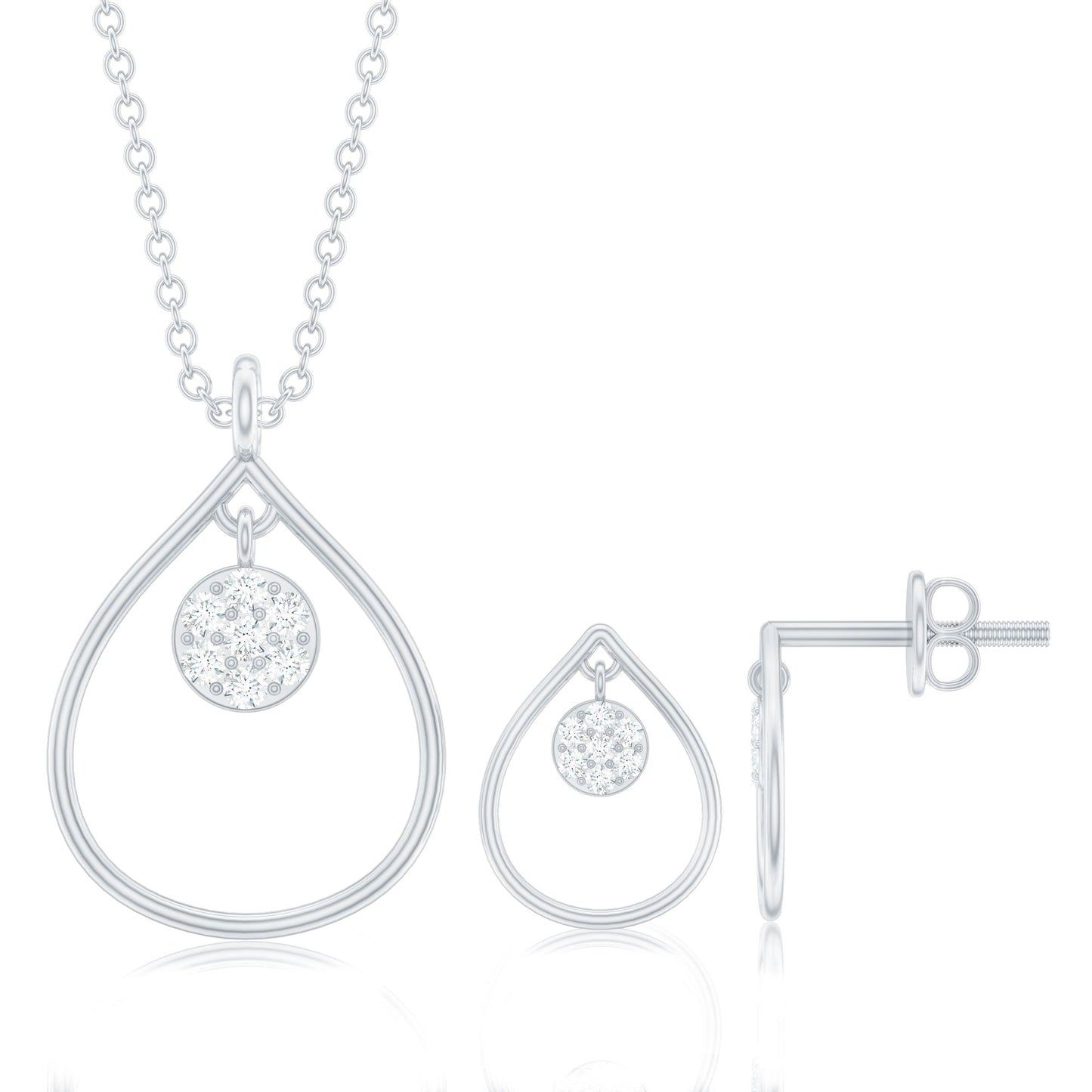 Diamond Wedding Necklace Earring Set for Bride