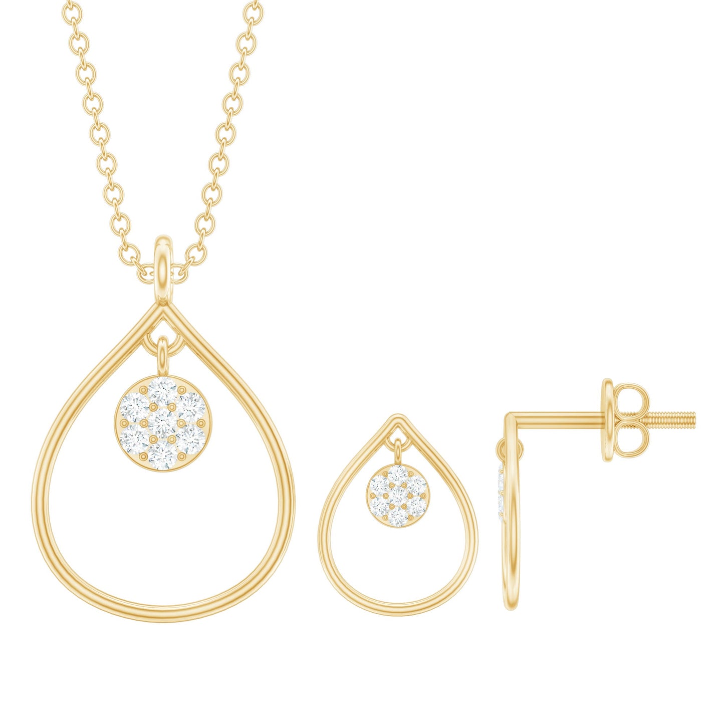 Diamond Wedding Necklace Earring Set for Bride