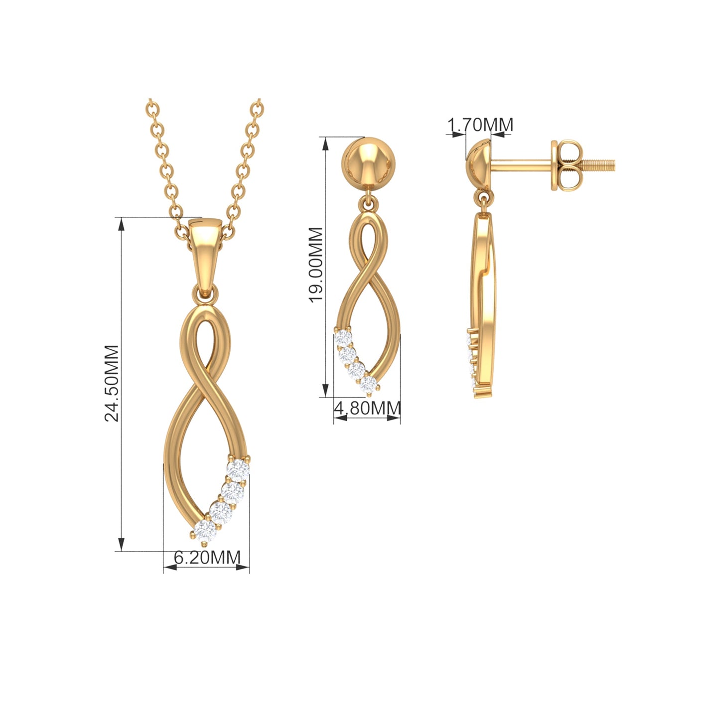 Diamond Infinity Jewelry Set for Women