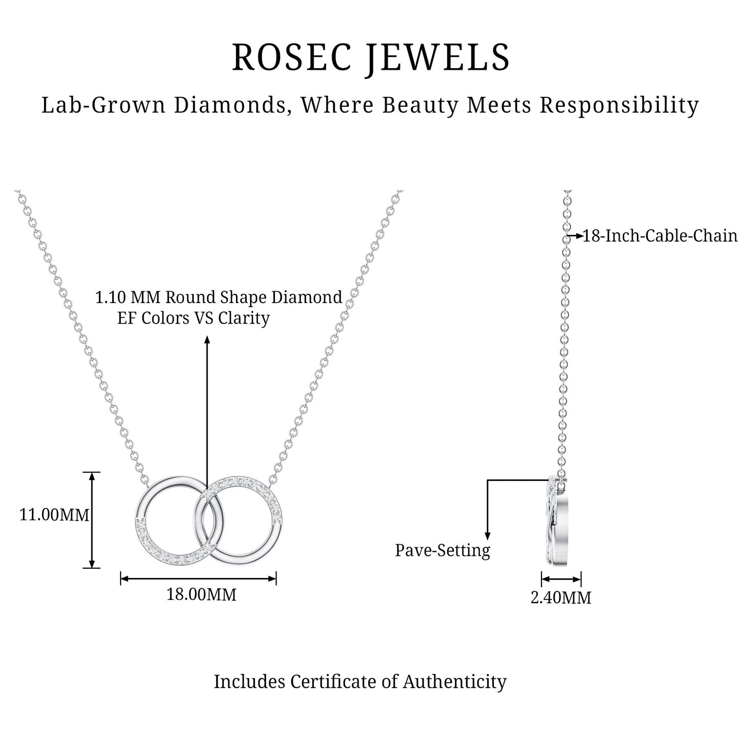 Certified Diamond Circle Pendant Necklace